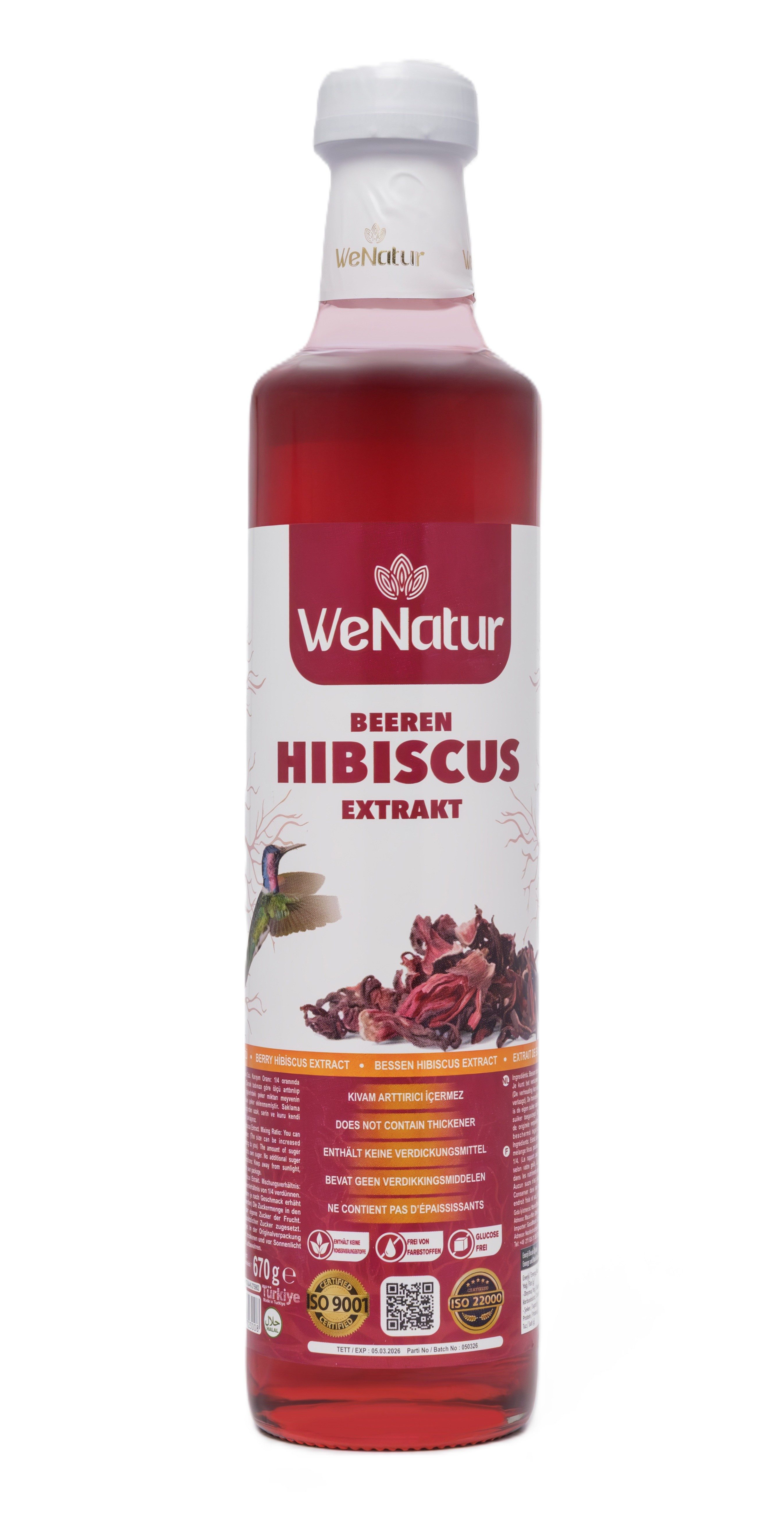 We_Natur Hıbıscus-Extrakt – Vitalität & Geschmack aus der Natur Sirup, 670 g, Natürliches Hibiskus-Extrakt,Mischverhältnis: 1+5