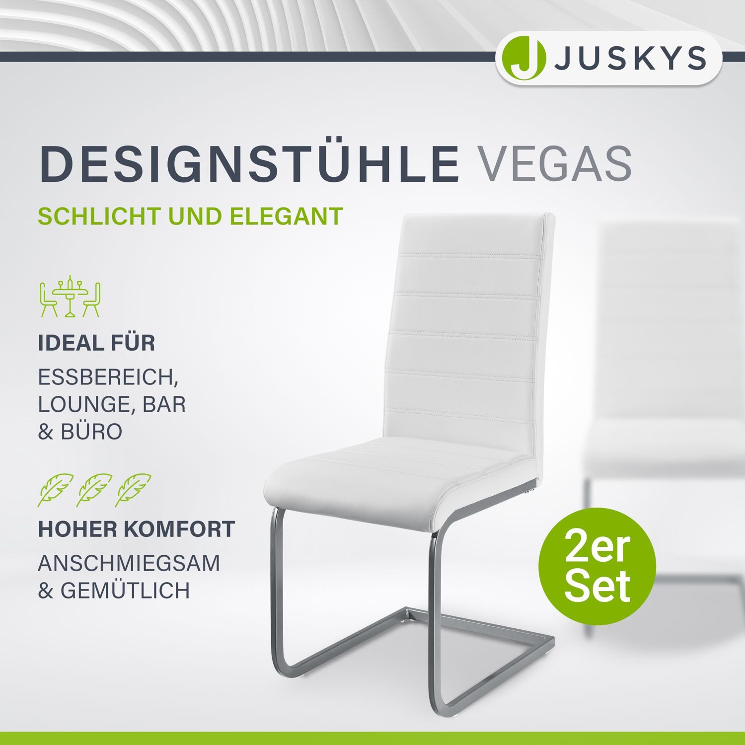 Juskys Freischwinger Vegas, hohe Rückenlehne, pflegeleicht, günstig online kaufen