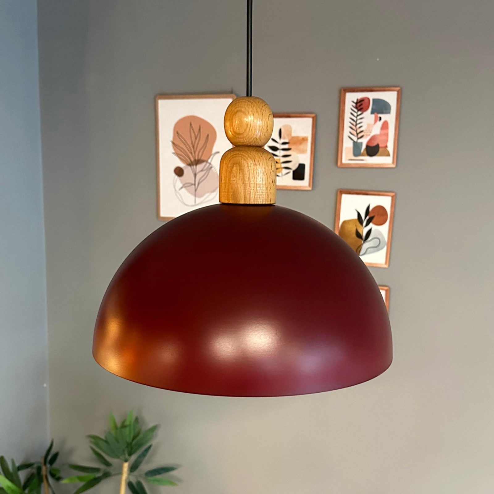 Bamyum Pendelleuchte Pendelleuchte Yimpi Wulst Holz Metall Ø30cm, Modern Hängelampe, ohne Leuchtmittel