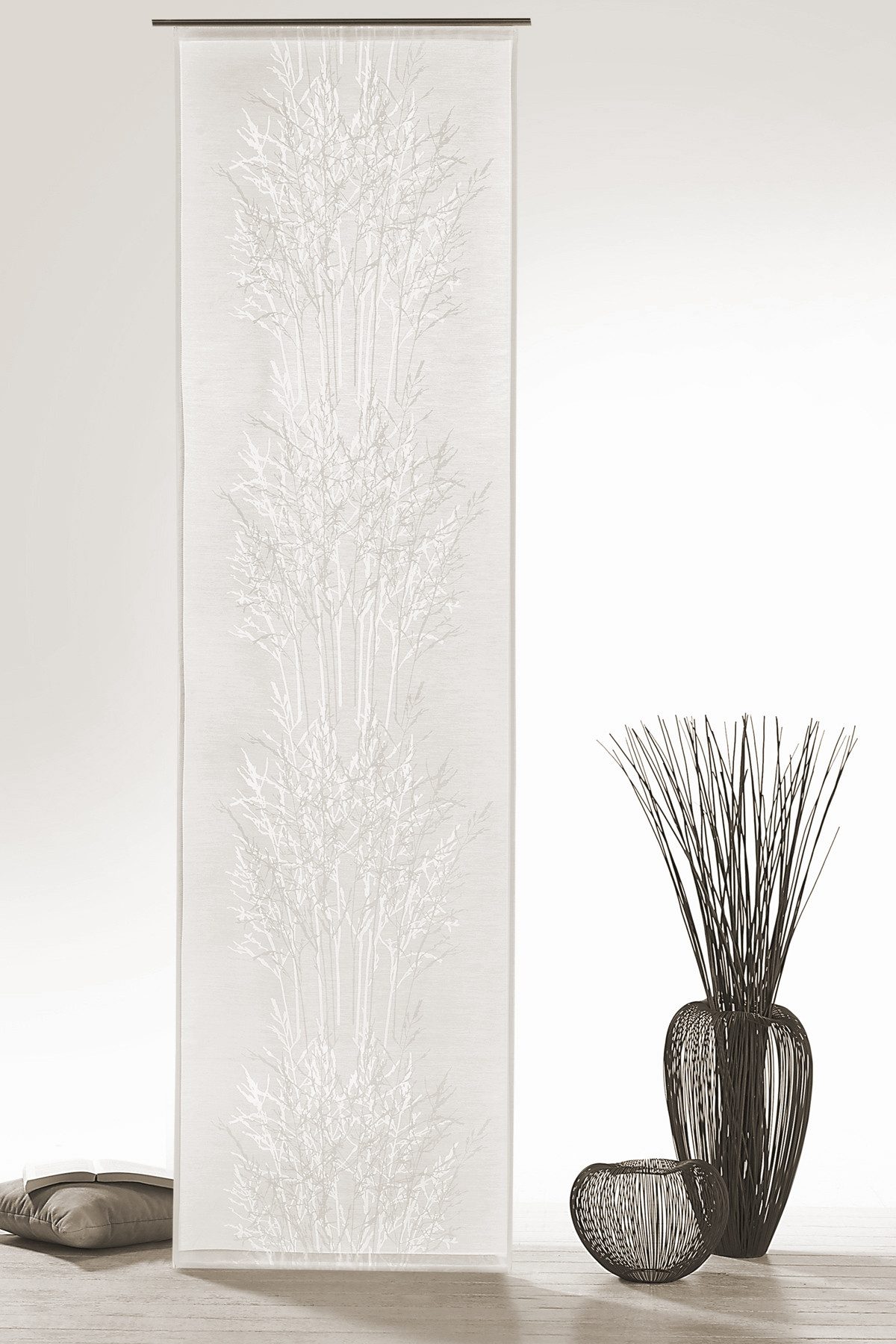 heimtexland Schiebegardine Flächenvorhang Natural Living Gardine Batist-Optik (1 St), Paneelwagen, halbtransparent, Polyester in Batist-Optik, natürlich durchscheinend, inkl. Zubehör, HxB 245x60 cm