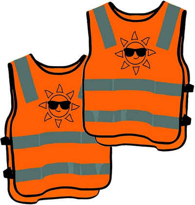 Prowiste Warnweste 2 Kinder Warnwesten Sicherheitsweste Orange (Set, 2-tlg) 360 Grad Sichtbarkeit - Waschbar bei 40 Grad