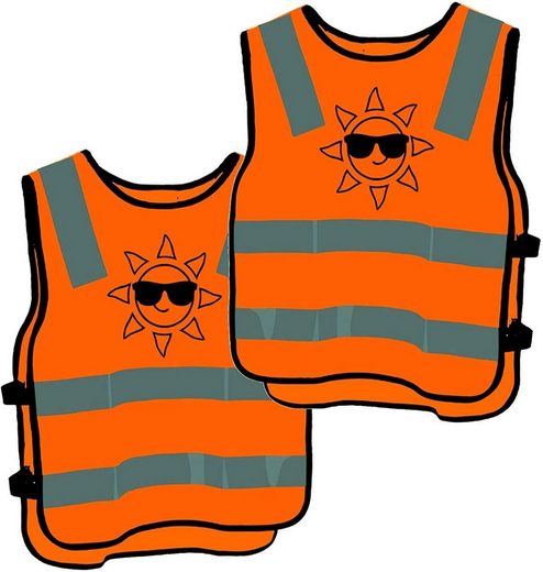 Prowiste Warnweste »2 Kinder Warnwesten Sicherheitsweste Orange« (Set, 2-tlg., 2x Warnweste Kinder) 360 Grad Sichtbarkeit - Waschbar bei 40 Grad