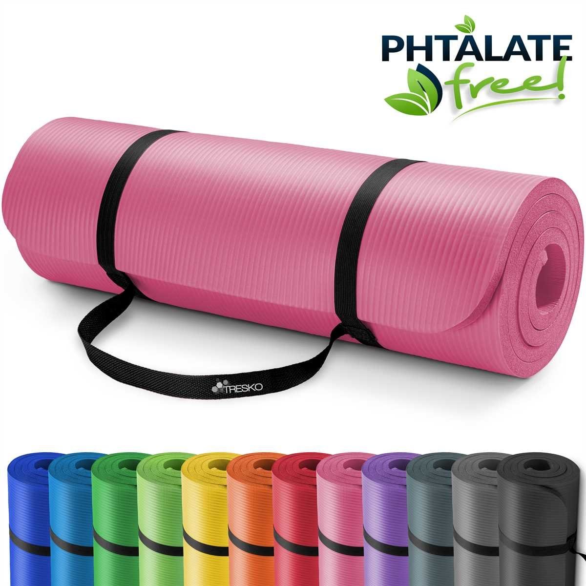 TRESKO Gymnastikmatte rutschfest mit Tragegurt Sportmatte gepolstert, Yogamatte Gymnastikmatte Dick Fitnessmatte