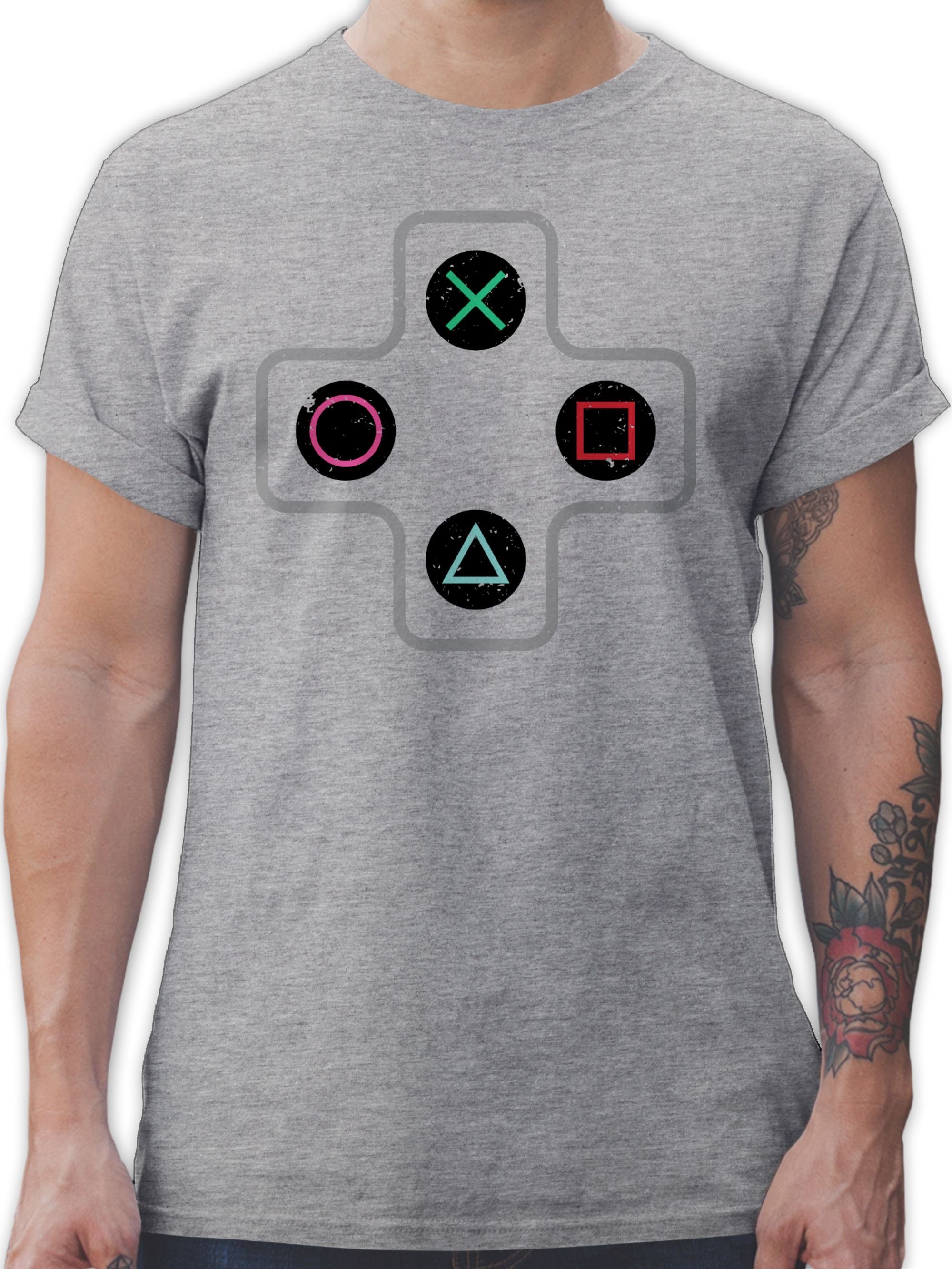 Shirtracer T-Shirt Gamer Controller Nerd Geschenke 3 Grau meliert