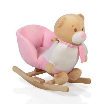 Moni Schaukeltier Plüsch Schaukeltier Bär rosa WJ-635, mit Handgriffe aus Holz ab 12 Monate