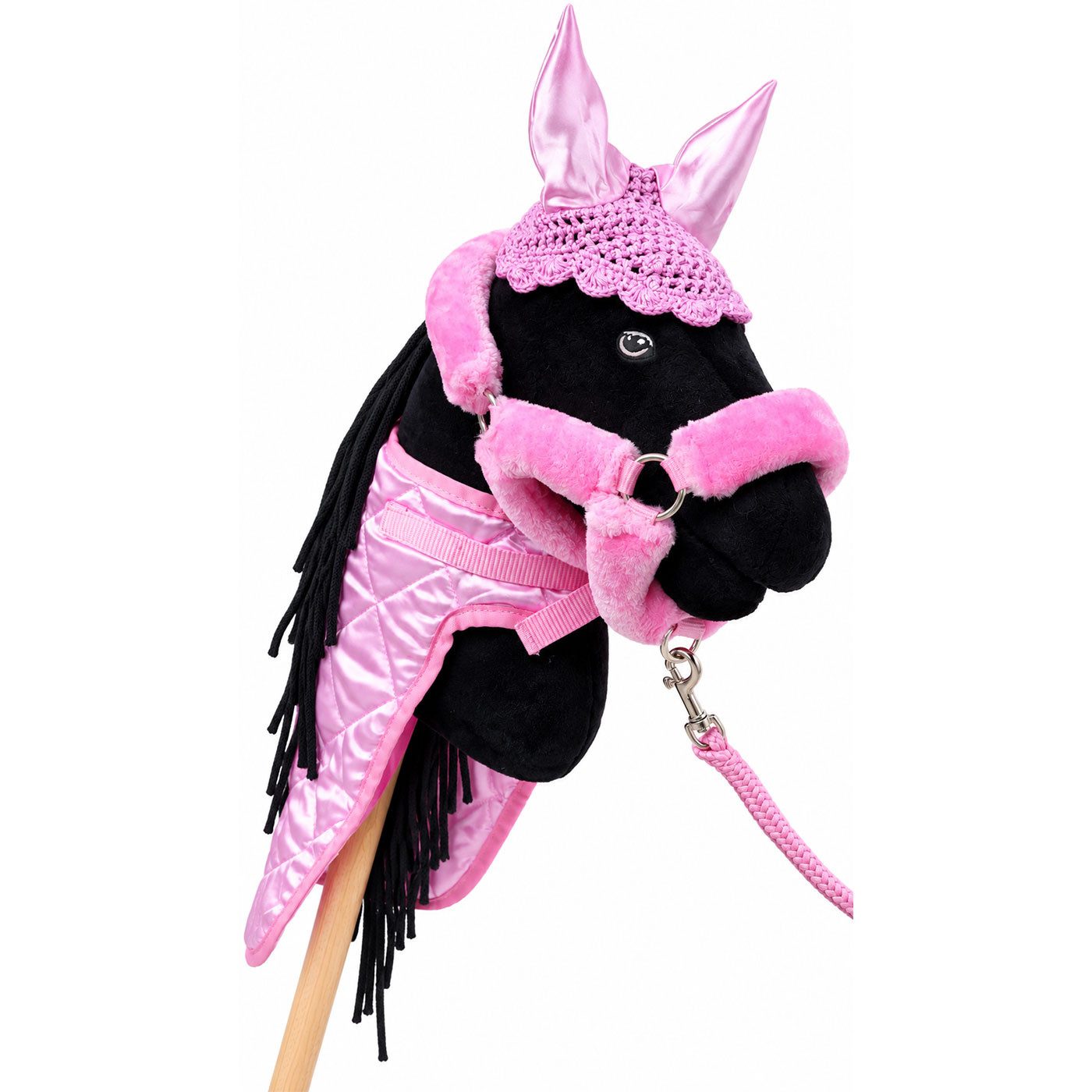 HKM Outdoor-Spielzeug Hobby Horse Winterset Black Pinky mit schwarzem Steckenpferd