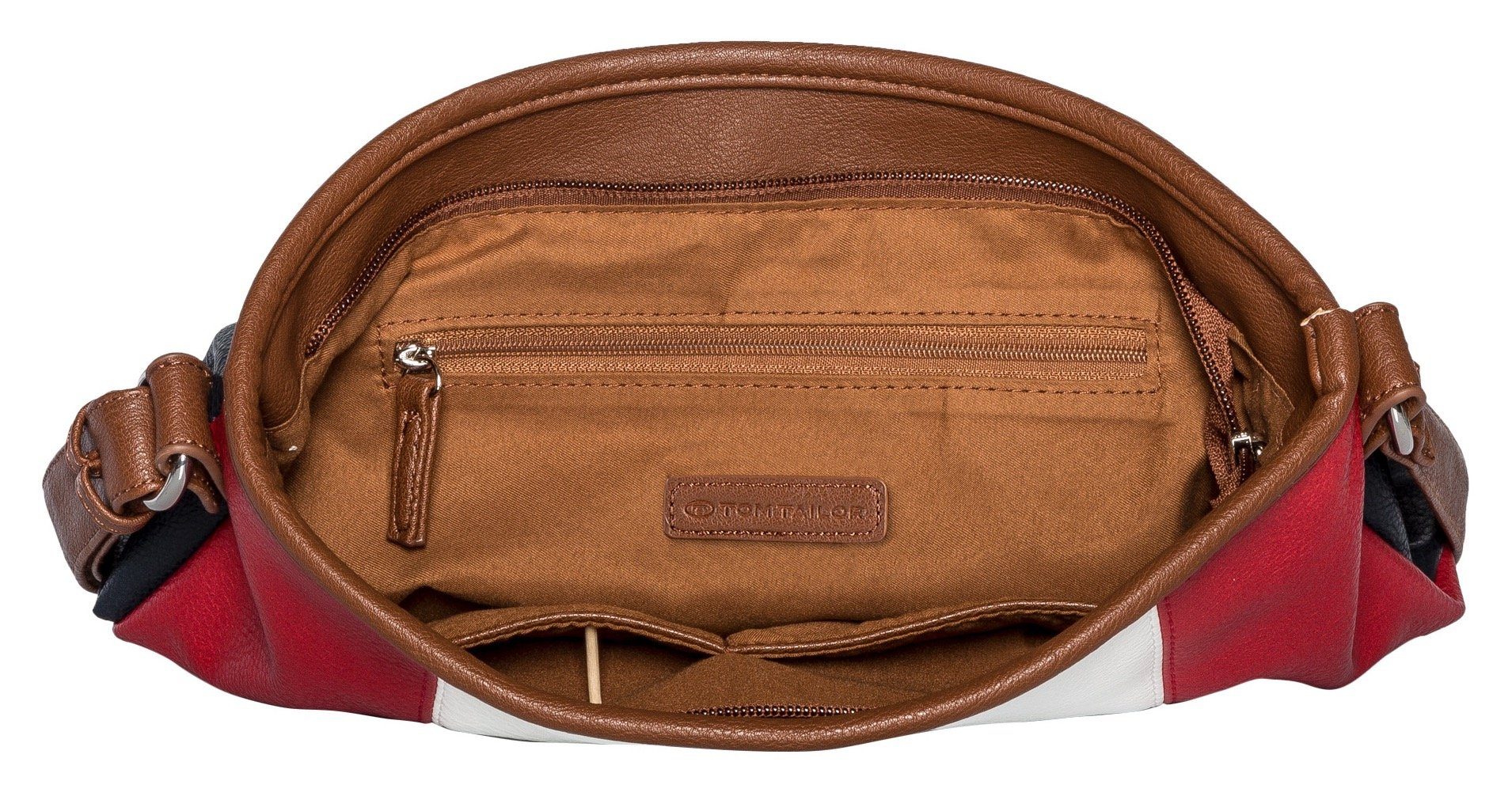 TOM TAILOR Hobo Juna, aus soft genarbtem ledrigen Material mit glänzenden Metall-Accessoires