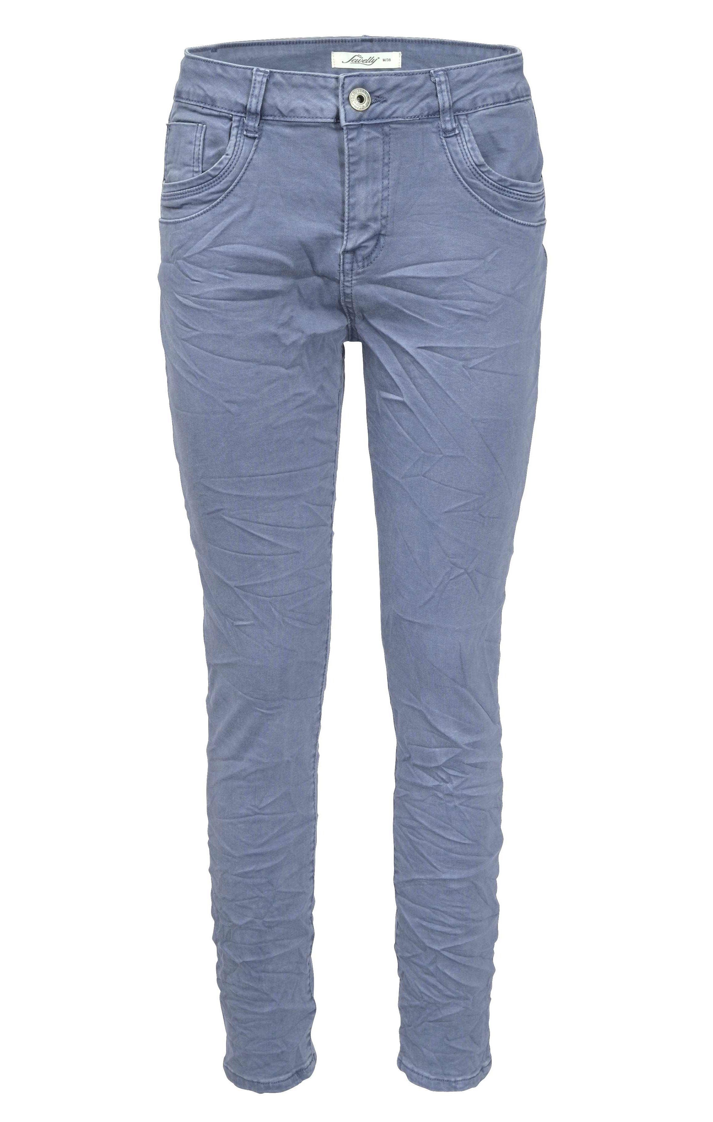 Jewelly Regular-fit-Jeans Stretch Boyfriend Jeans - Five-Pocket im Blau