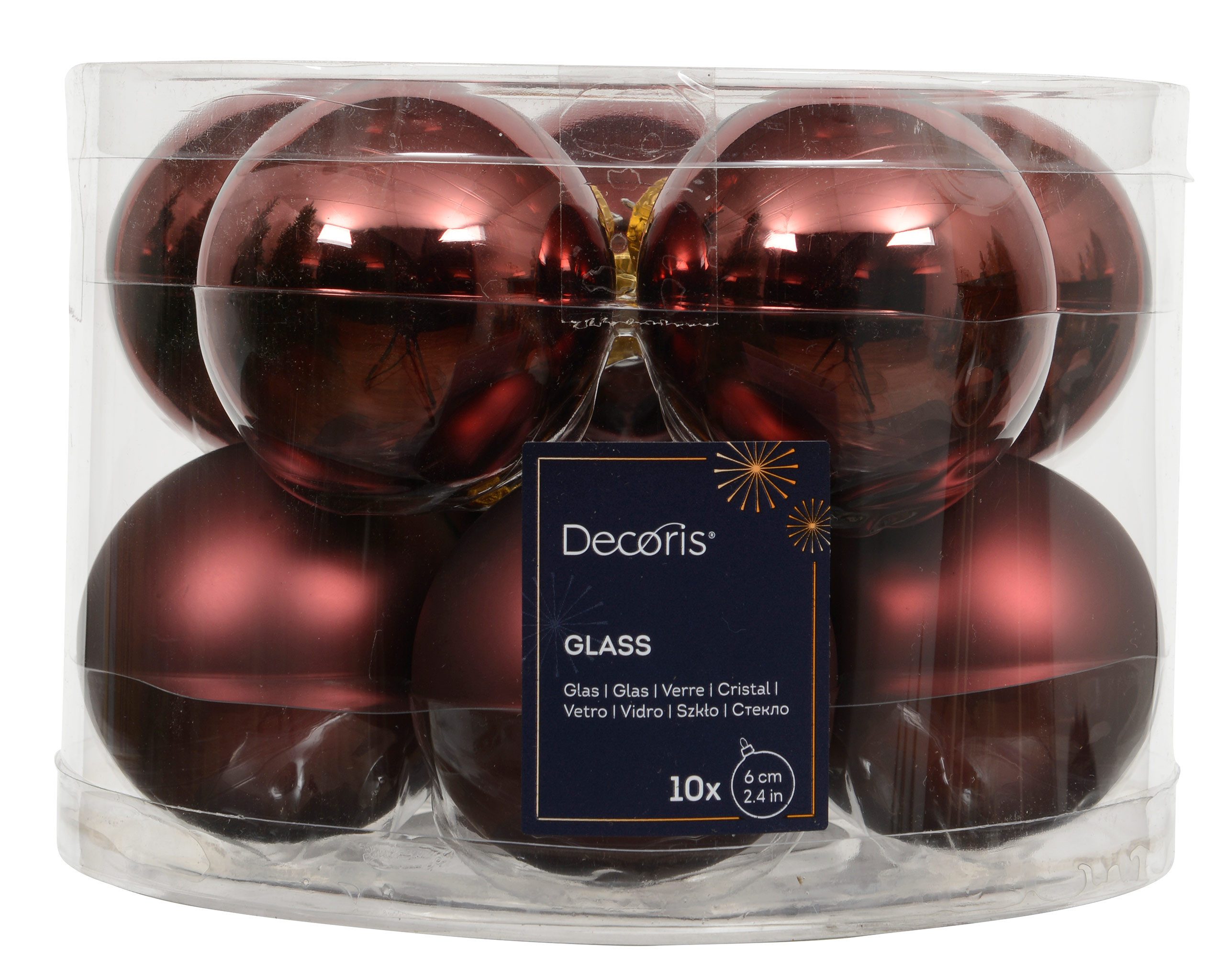 Kaemingk Weihnachtsbaumkugel, Weihnachtskugeln Glas 6cm x 10 Stück - Kastanienbraun