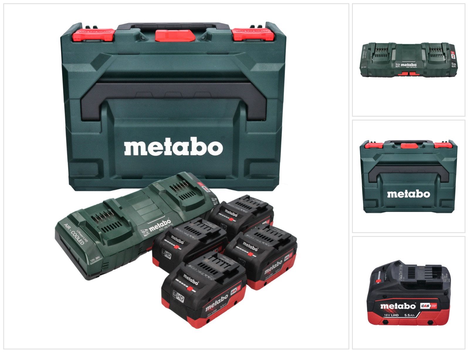 metabo Basis Set 4x LiHD Akkupack 18 V 5,5 Ah Li-Ion Akku CAS System Akkupacks
