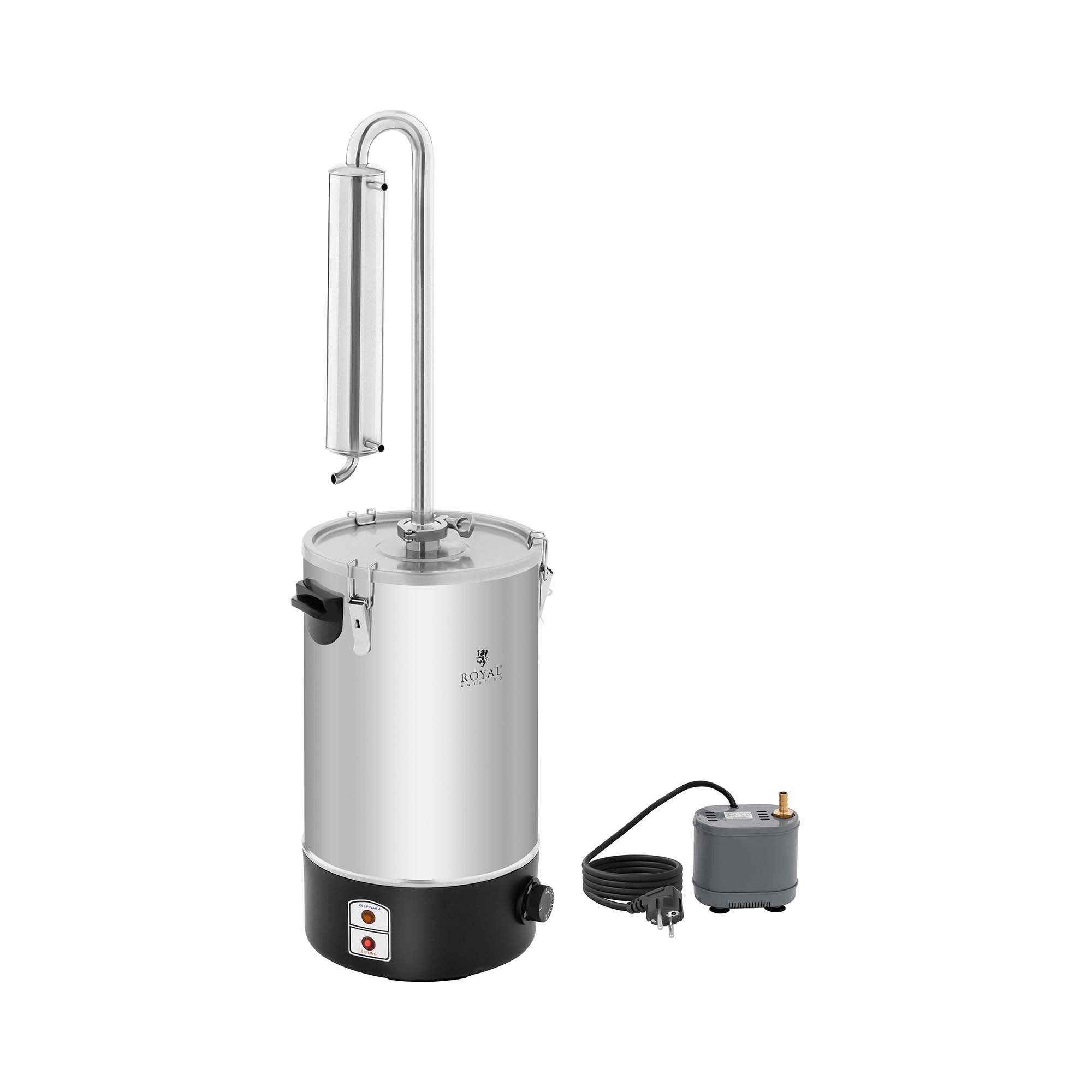 Royal Catering Wasserfilter Wasserdestilliergerät 20 l Wasserdestillierer 2000 W 130 °C Edelstahl