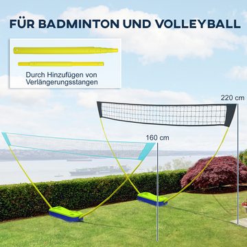 SPORTNOW Badmintonnetz Badminton-Set mit Netz, Volleyballnetz mit Ständer (Tennisnetz, 1-St., Federballnetz), für Indoor, Outdoor