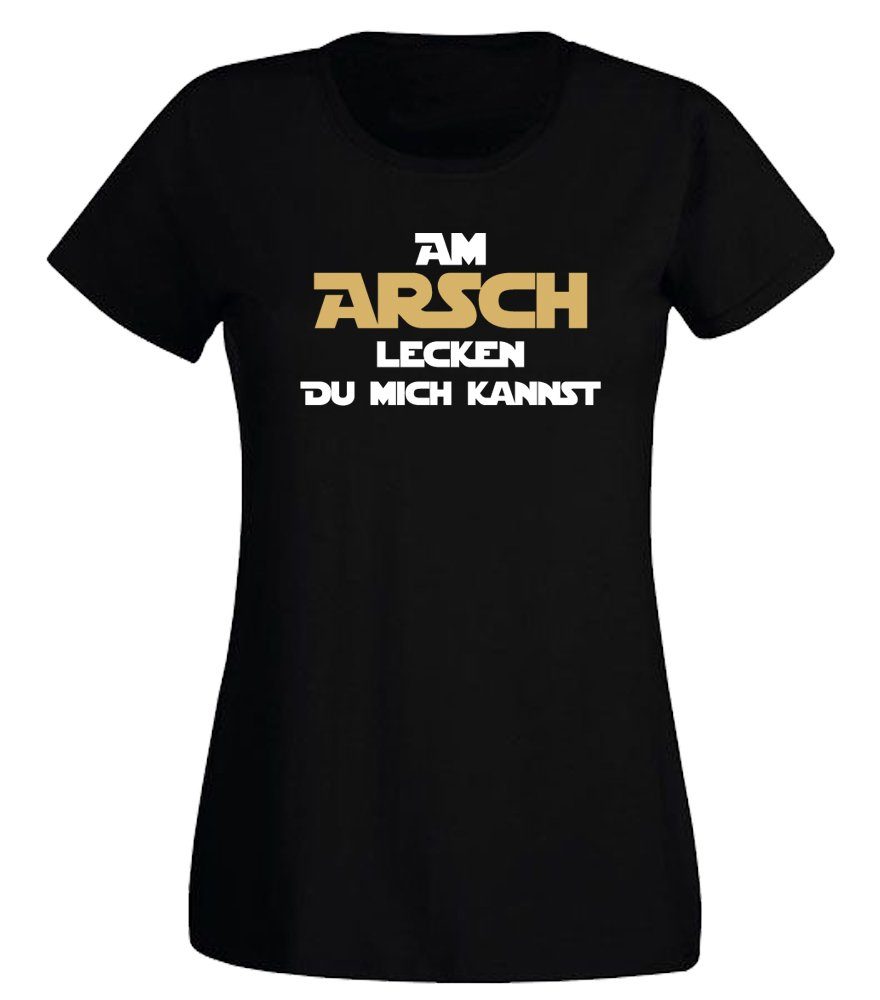 G-graphics T-Shirt Am Arsch lecken Du mich kannst Slim-fit- Damen T-Shirt mit Statement / Spruch als Frontprint