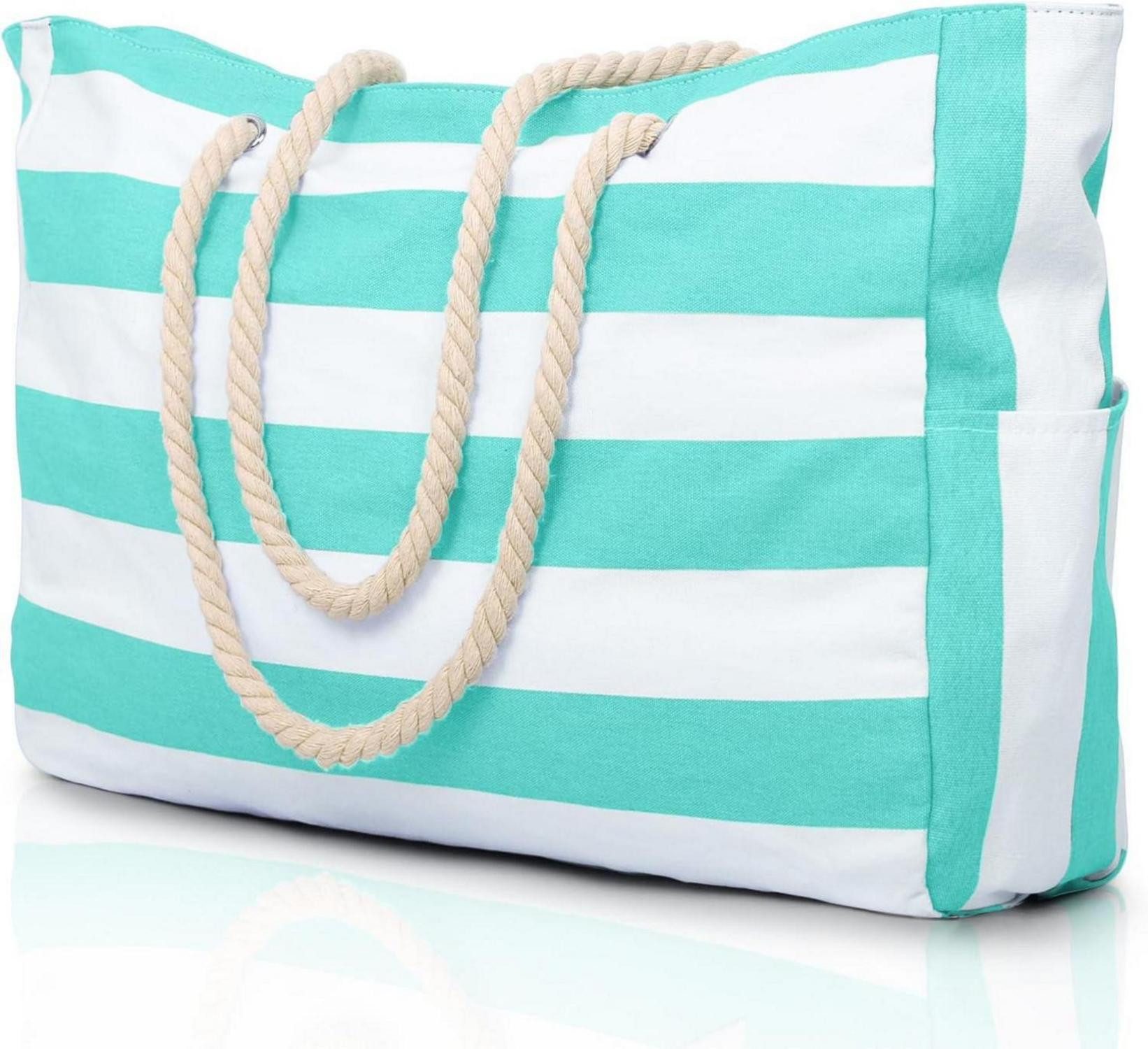 LuxusKollektion Strandtasche Strandtasche XXL Damen Tote Bag Shopper faltbar Reißverschluss Helles