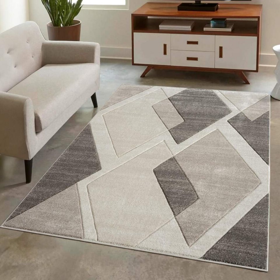 Teppich BONITO 7167, Carpet City, rechteckig, Höhe: 11 mm, Flachflor,  Hochtief-Muster/ 3D-Effekt