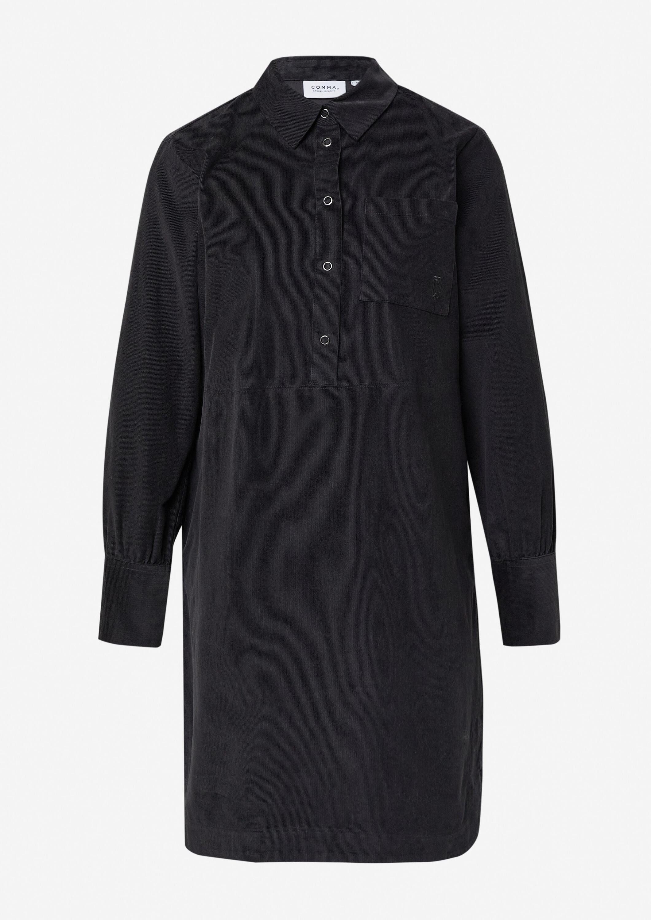 comma Minikleid Kleid Hemdblusenkleid aus Feincord