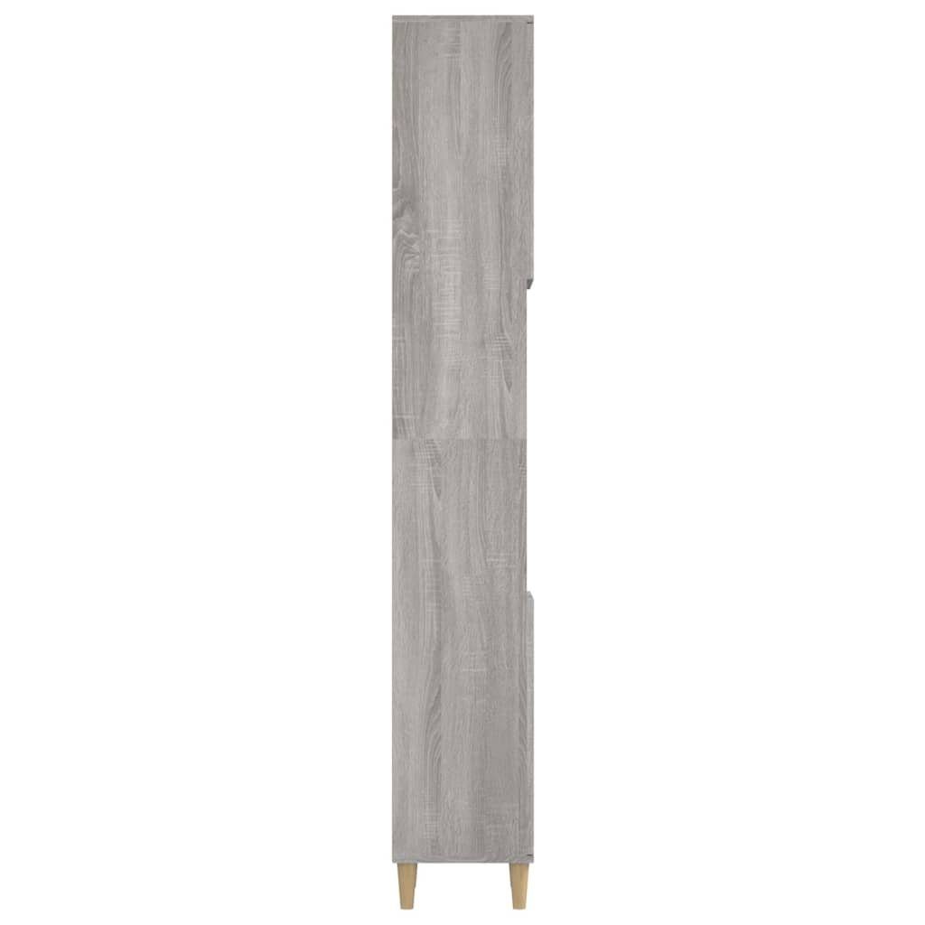 cm (1-St) 30x30x190 Grau Sonoma Holzwerkstoff vidaXL Badezimmerspiegelschrank Badschrank