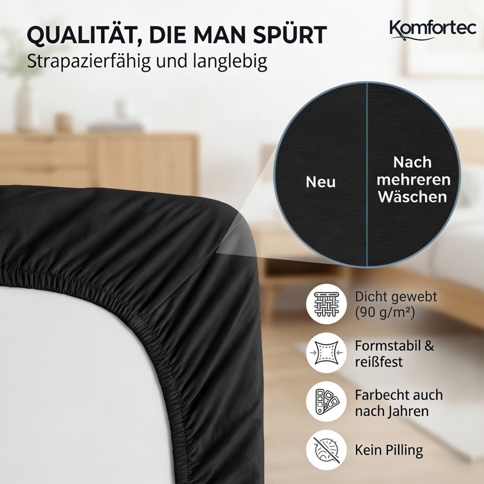 Komfortec Spannbettlaken Boxspringbett bis 15cm - 30cm Matratzenhöhe, Mikrofaser, Gummizug: Rundum, (2 Stück) – Bild 5 von 5