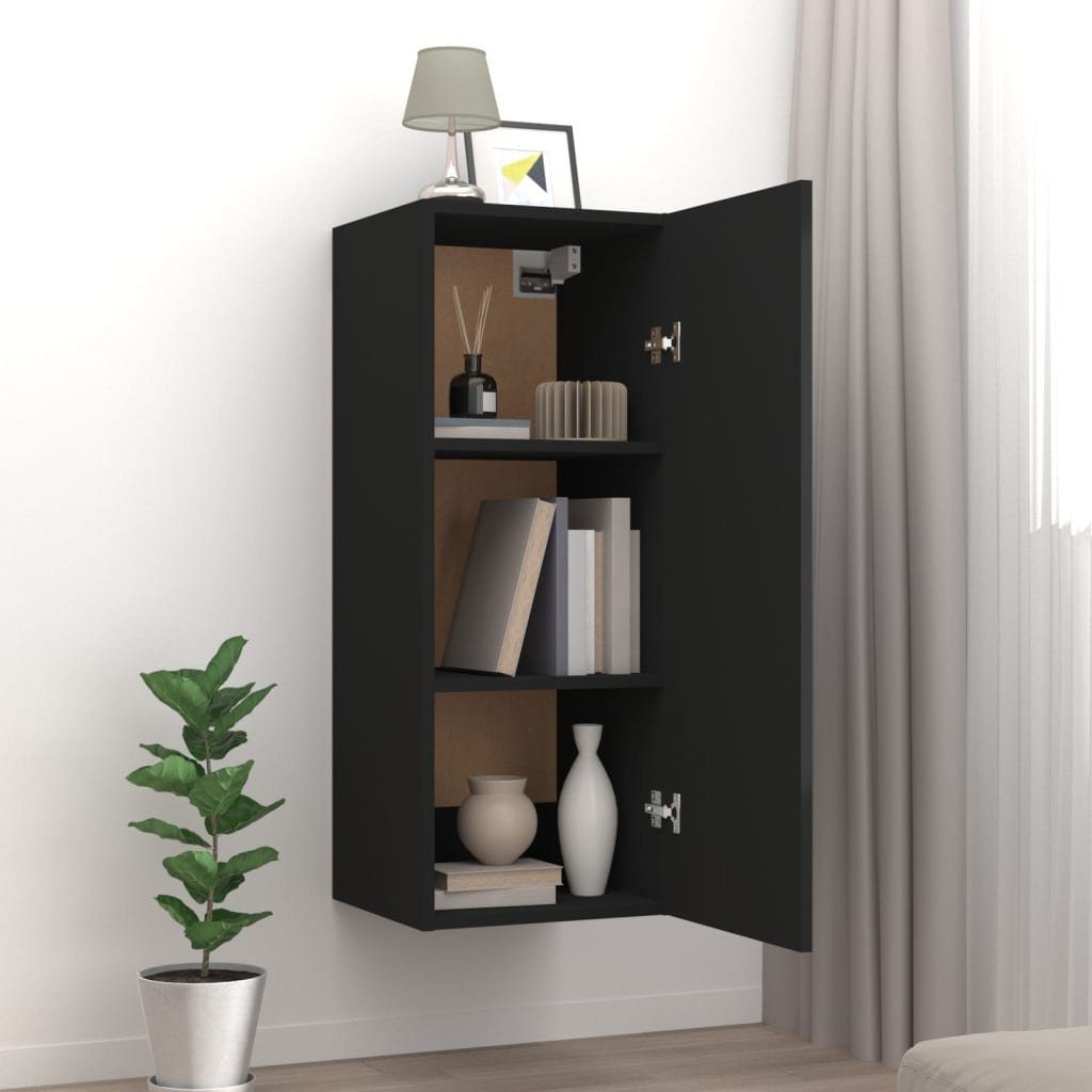 1-tlg. Regal Wandschrank Schwarz cm vidaXL Holzwerkstoff, 34,5x34x90