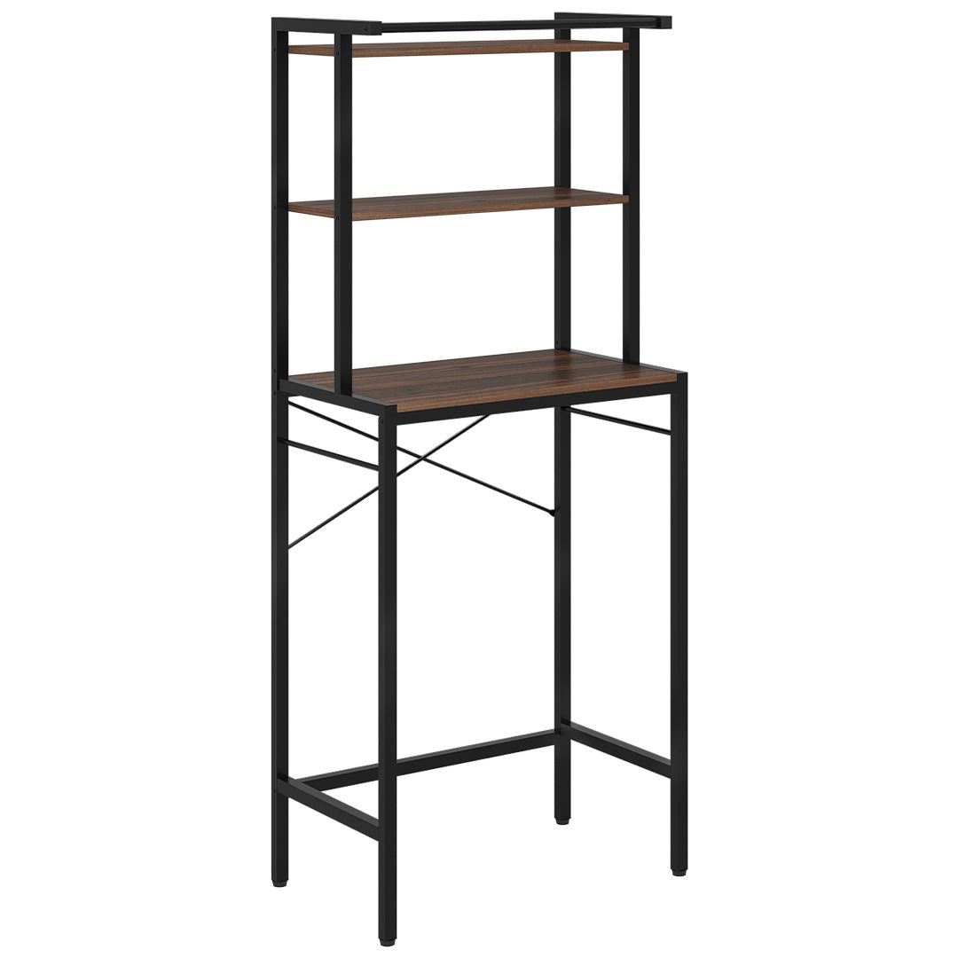 STEELSØN Waschmaschinenumbauschrank Aerial, Waschmaschinenregal schwarz, Metall, Überbauregal 3 Ablagen Waschmaschinenschrank mit Handtuchhalter, Toilettenregal