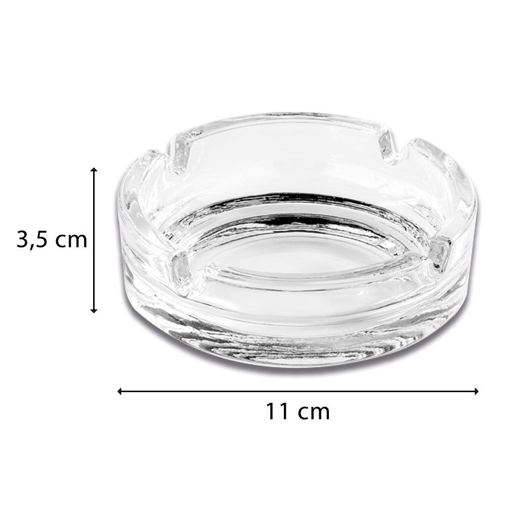 Coumo Aschenbecher 2x Glas Ascher, Transparent 11cm, für draussen, 2er Set - Ideal für Bistro, Gastro, Garten, Zuhause...