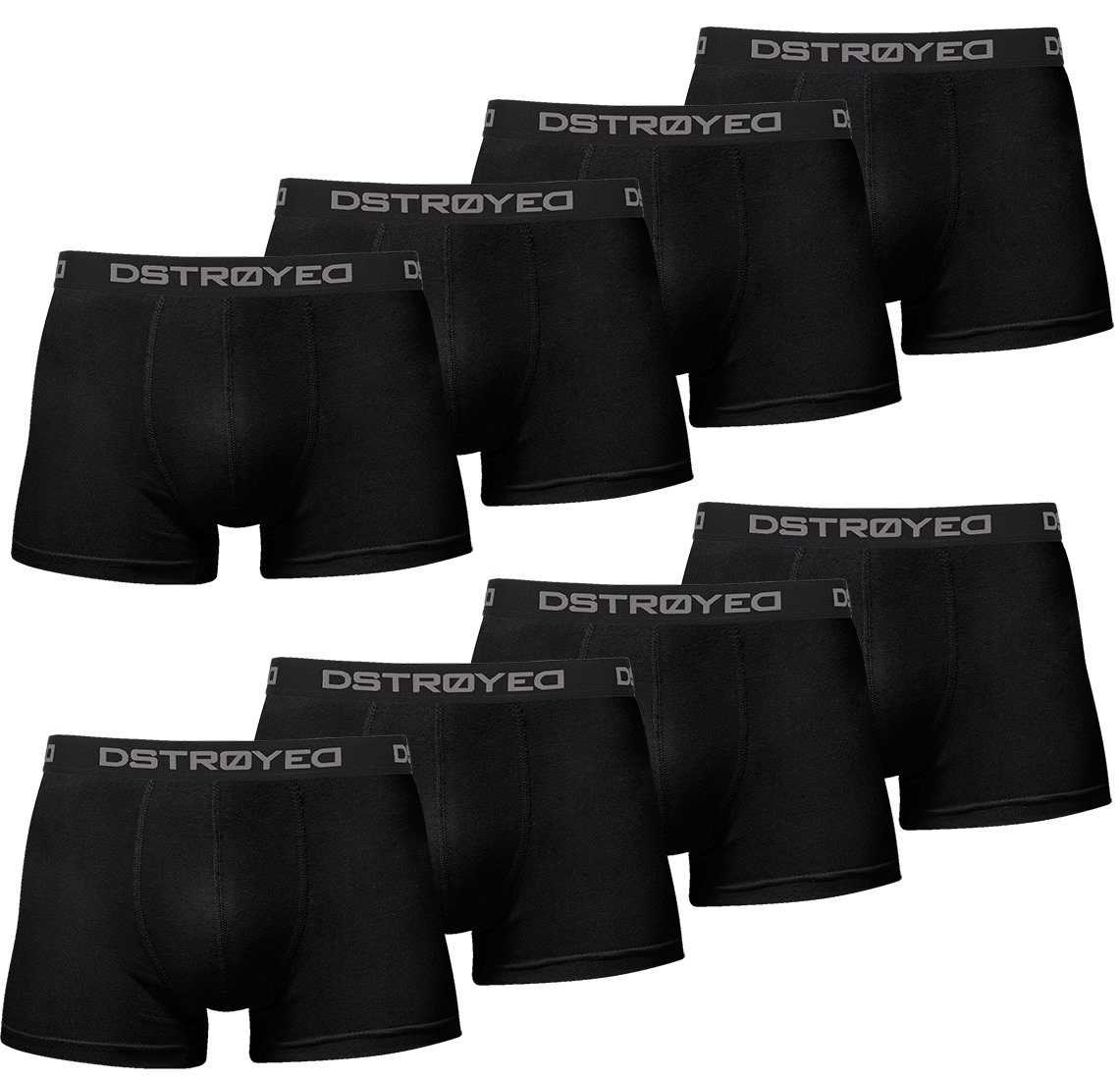 DSTROYED Boxershorts Herren Männer Unterhosen Baumwolle Premium Qualität perfekte Passform (Vorteilspack, 8er, 8er Pack) 316h-schwarz