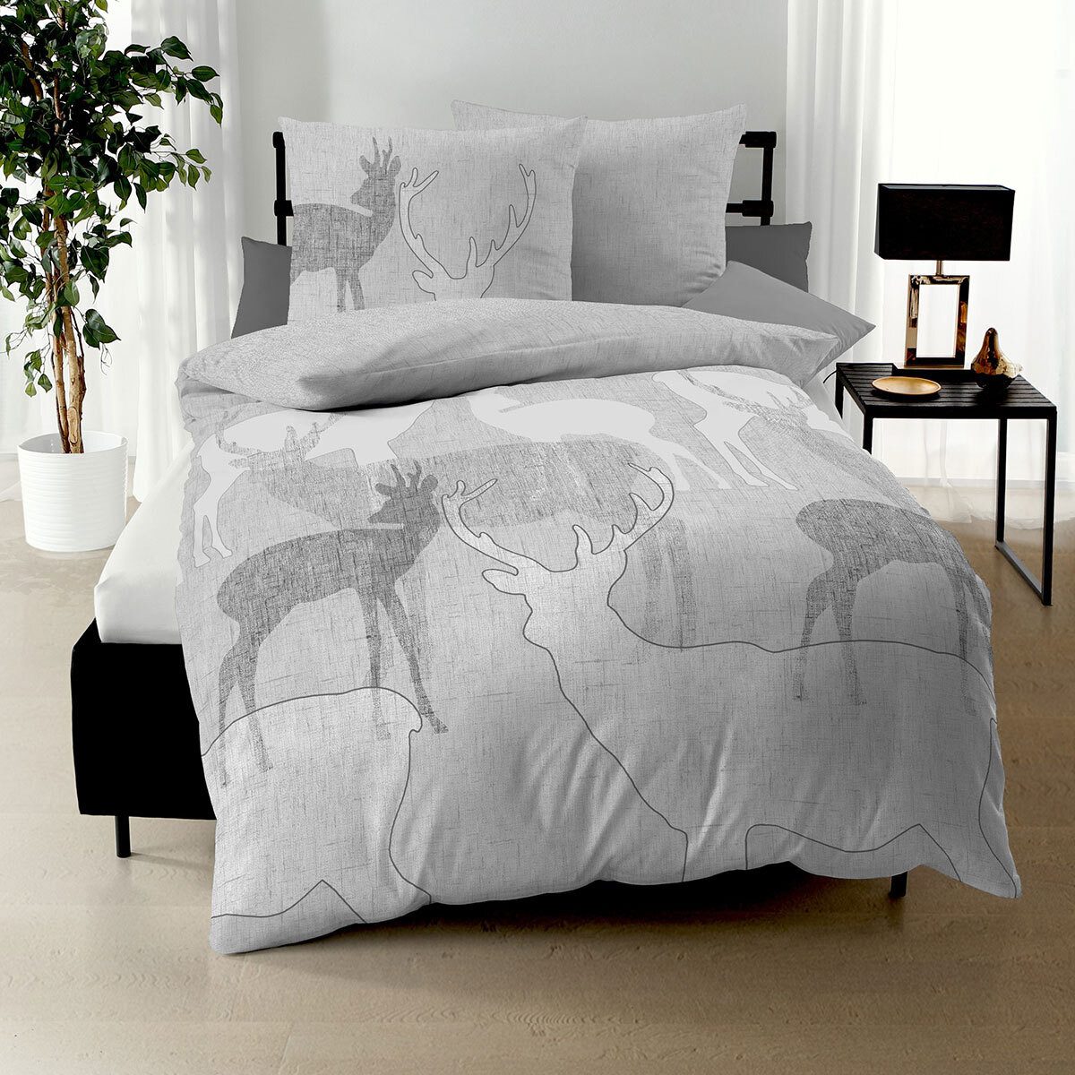 TRAUMSCHLAF Bettwäsche Hirsche, Biber, 2 teilig, wunderbar kuschelige Biber günstig online kaufen