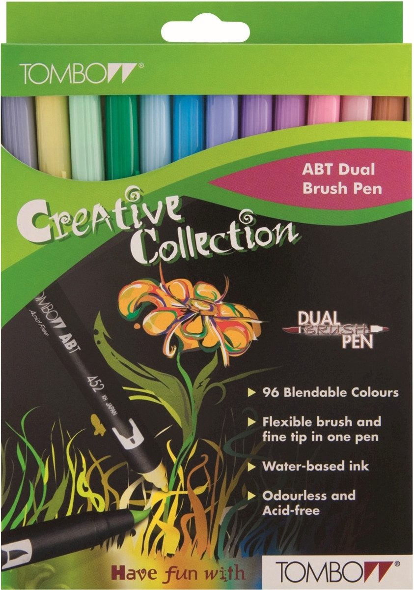 Filzstift Dual-Fasermaler ABT mit Rundspitze/Pinselspitze VE=12 Farben pastels