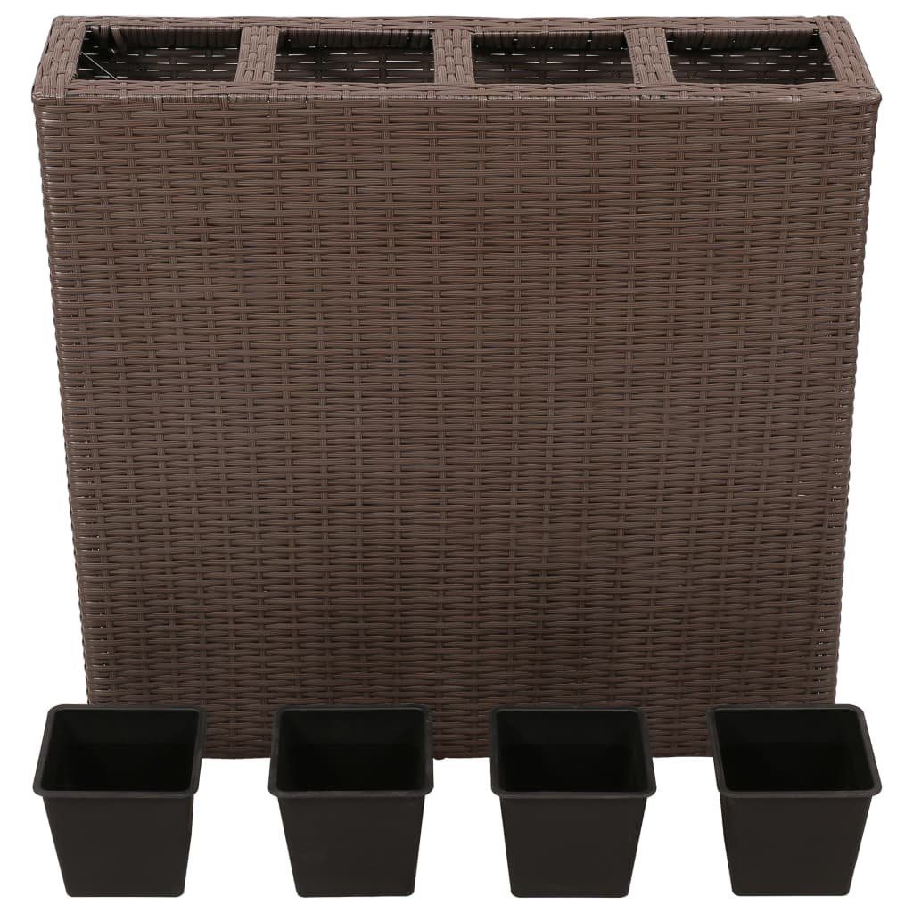 4 mit vidaXL Hochbeet Rattan Braun (1 St) Garten-Hochbeet Poly Töpfen