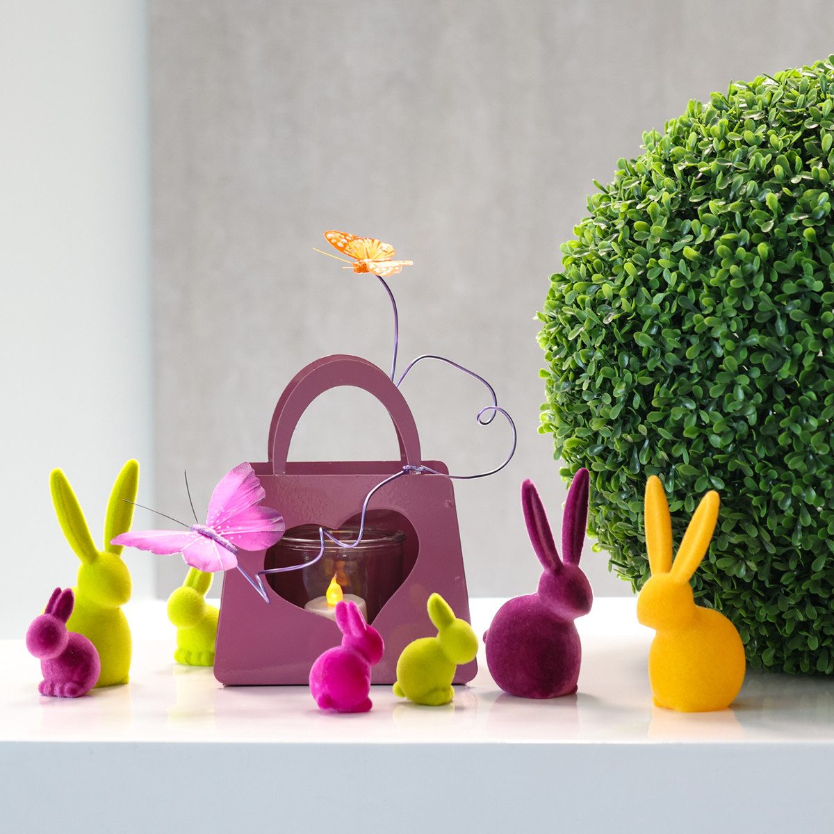 Viana Osterhase Osterdekoration Mini Hasen Figuren beflockt für Frühlingsdeko, 12 Stü