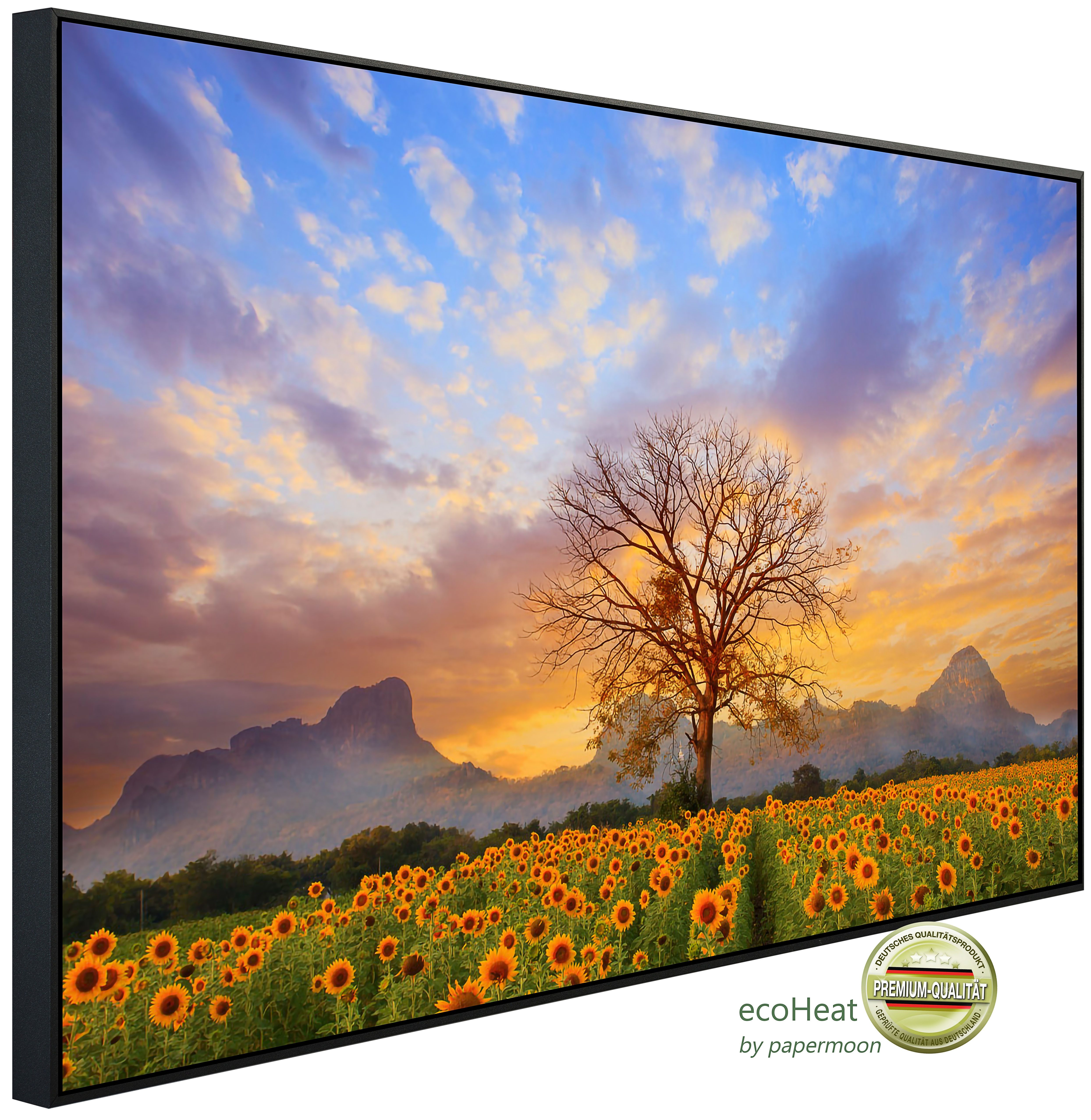 Papermoon Infrarotheizung INFRAROT-BILD-HEIZUNG, Sonnenblumenlandschaft, TÜV-Rheinland/GS zertifiziert, angenehme Strahlungswärme