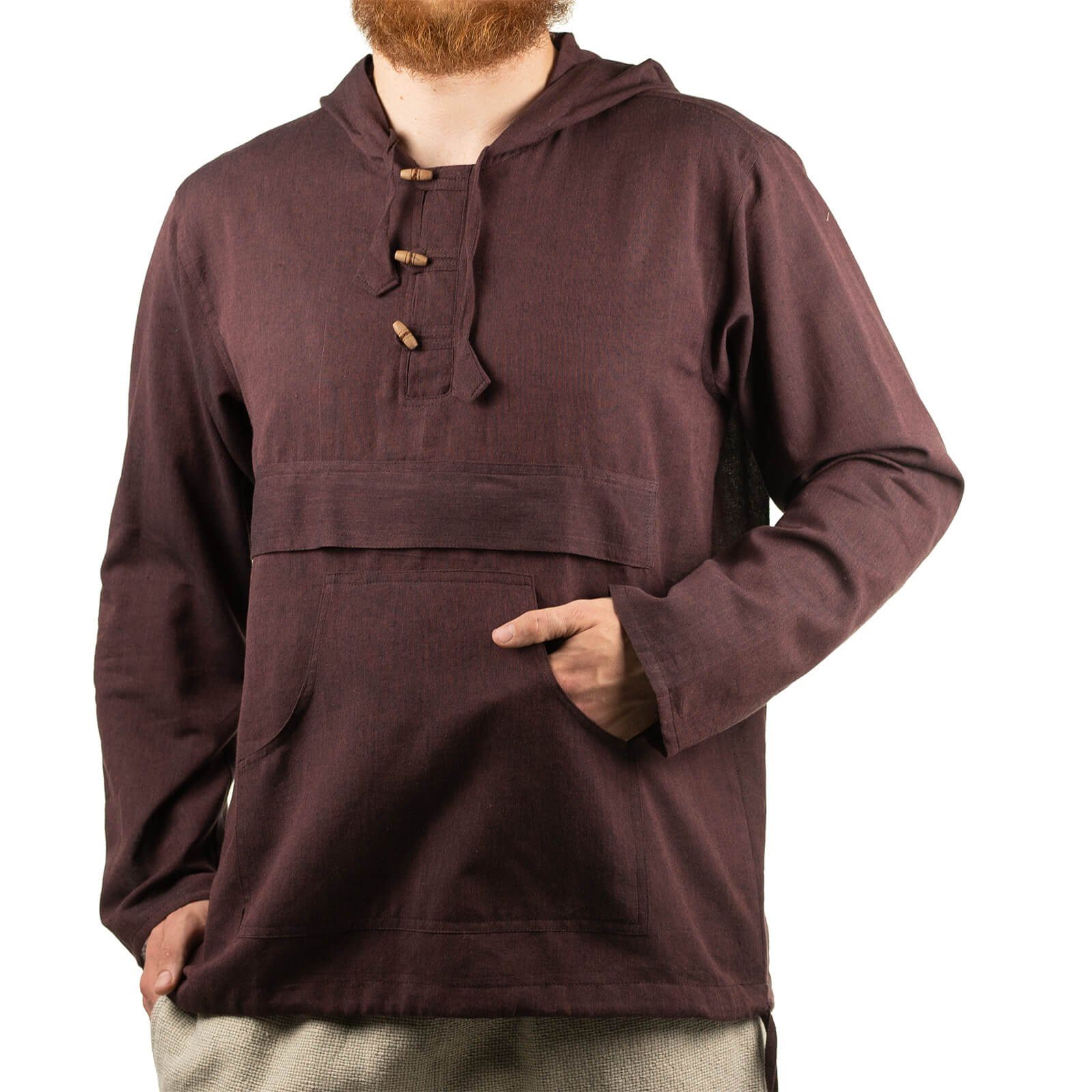 Hoodie KUNST&MAGIE Herren bunt Hoodie Fischerhemd Kapuze Kängurutasche