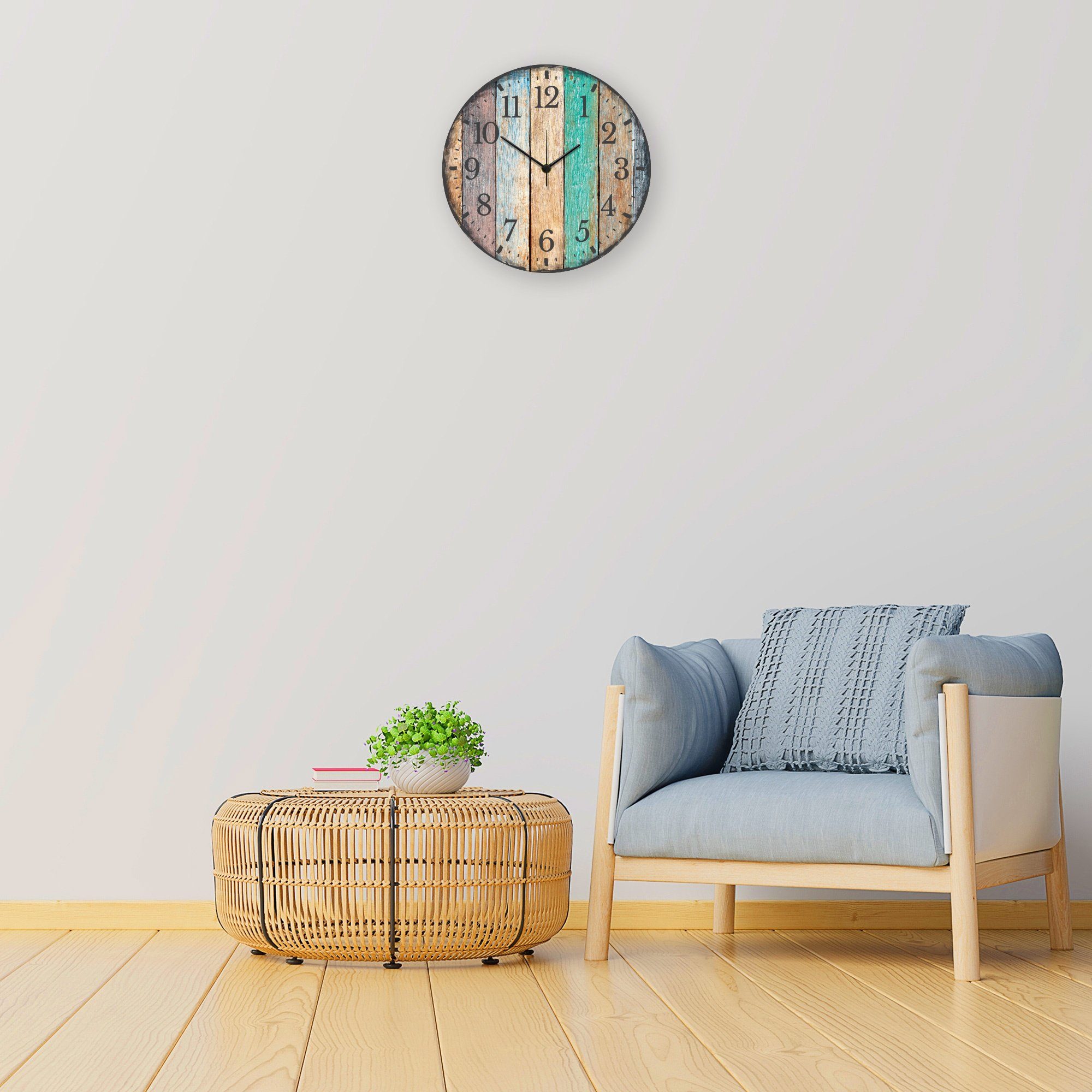 GRAVURZEILE Wanduhr GRAVURZEILE Wanduhr aus Holz Vintage Summer - Geräuscharm