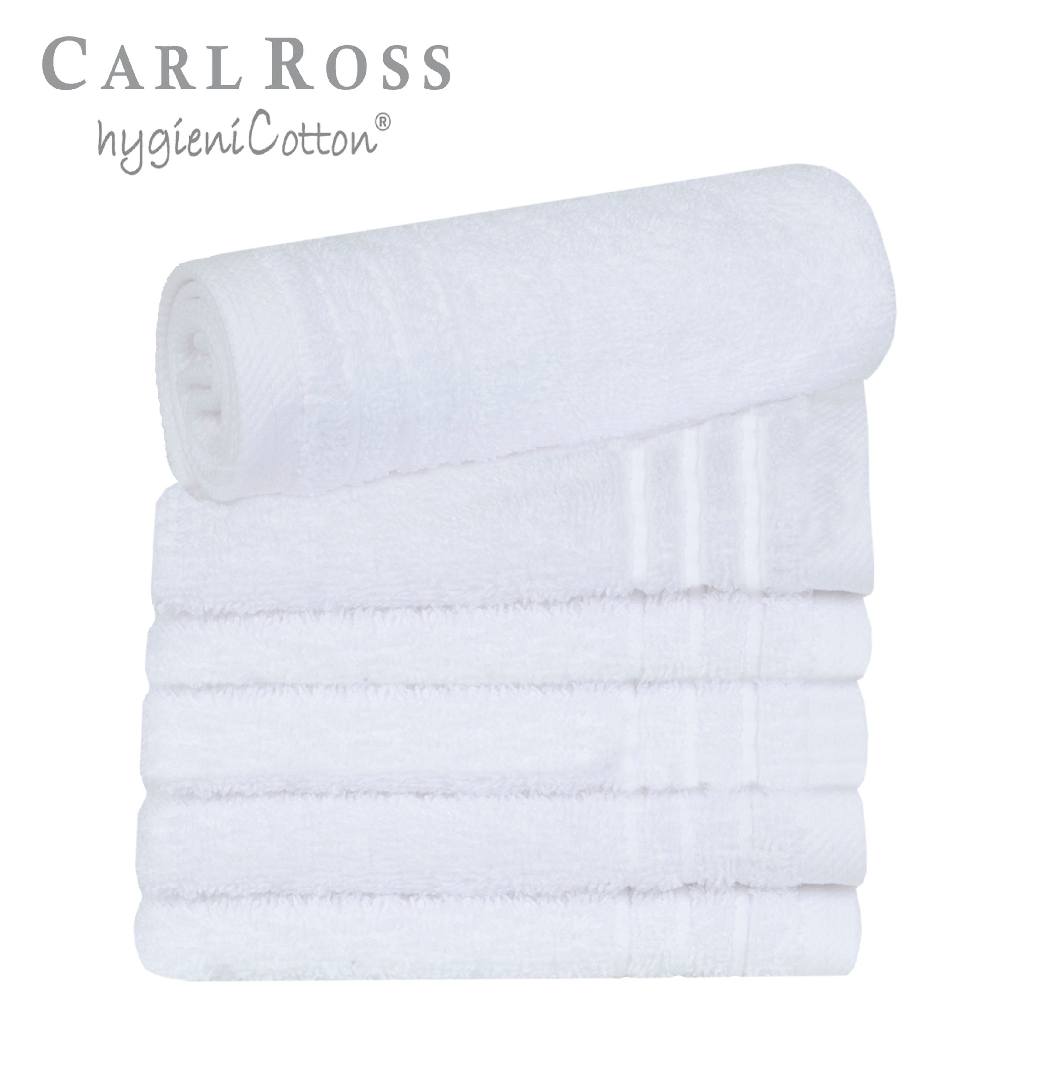 Carl Ross Gästehandtücher HygieniCotton, Frottee (6-St), mit 2 Aufhängekordeln white