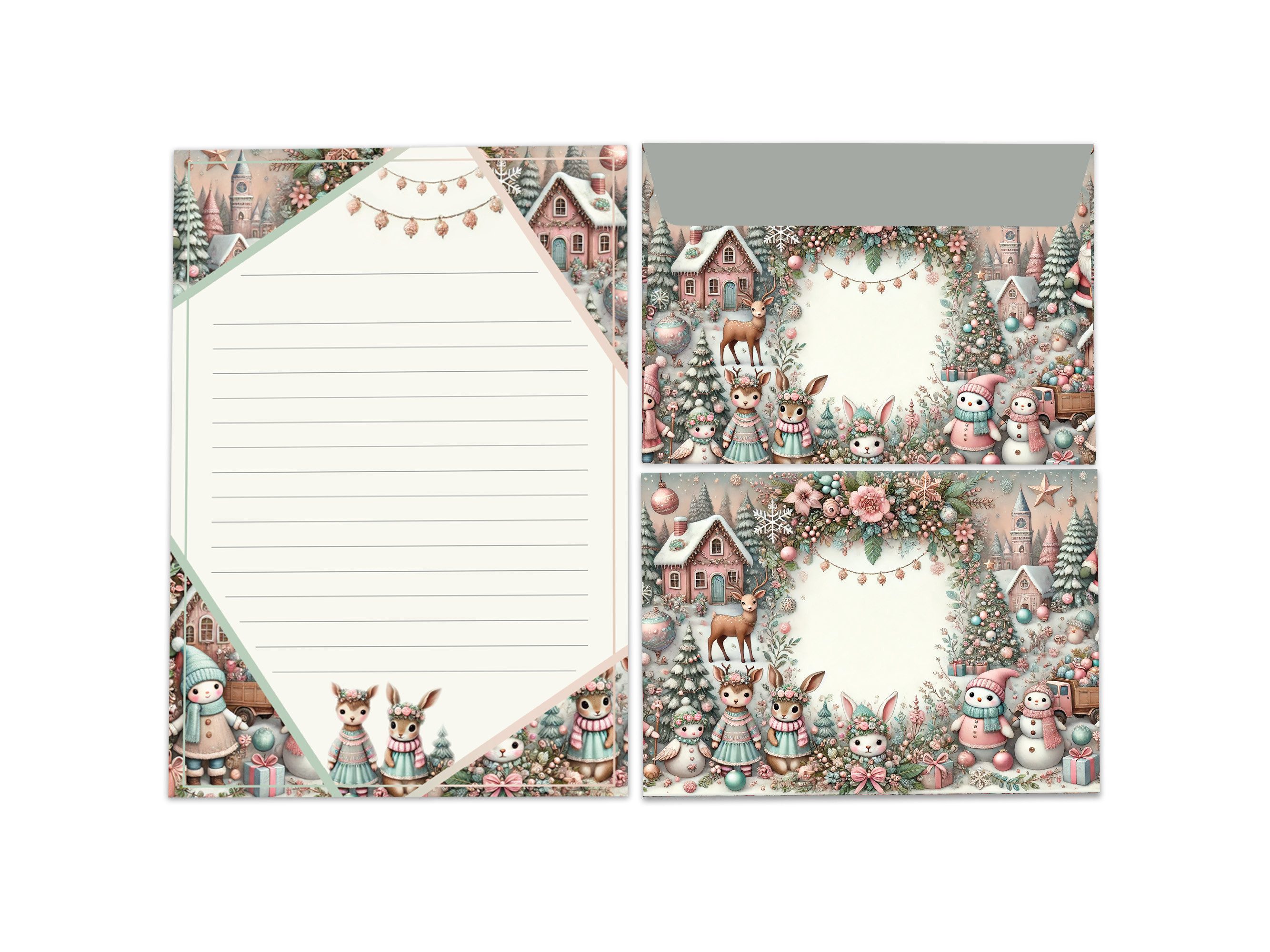 LIMONIA Briefpapier Set Kinder Briefblock A5 mit Umschlägen Notizblock Weihnachten, Weihnachtsbriefpapier, Weihnachtsgrüße, Geschenk Idee