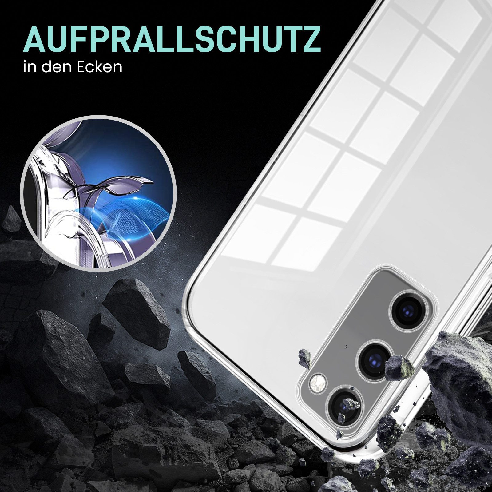 Tec-Expert Handyhülle 360 Grad Hülle für Samsung Galaxy S20 FE 6.5 Zoll, 6.5", Rundum Schutz Cover Case Hülle Transparent