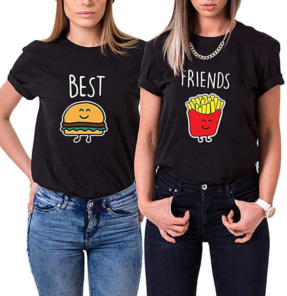 Best Friends T-Shirts für Zwei Damen T-Shirt Bedruckt Beste Freundin
