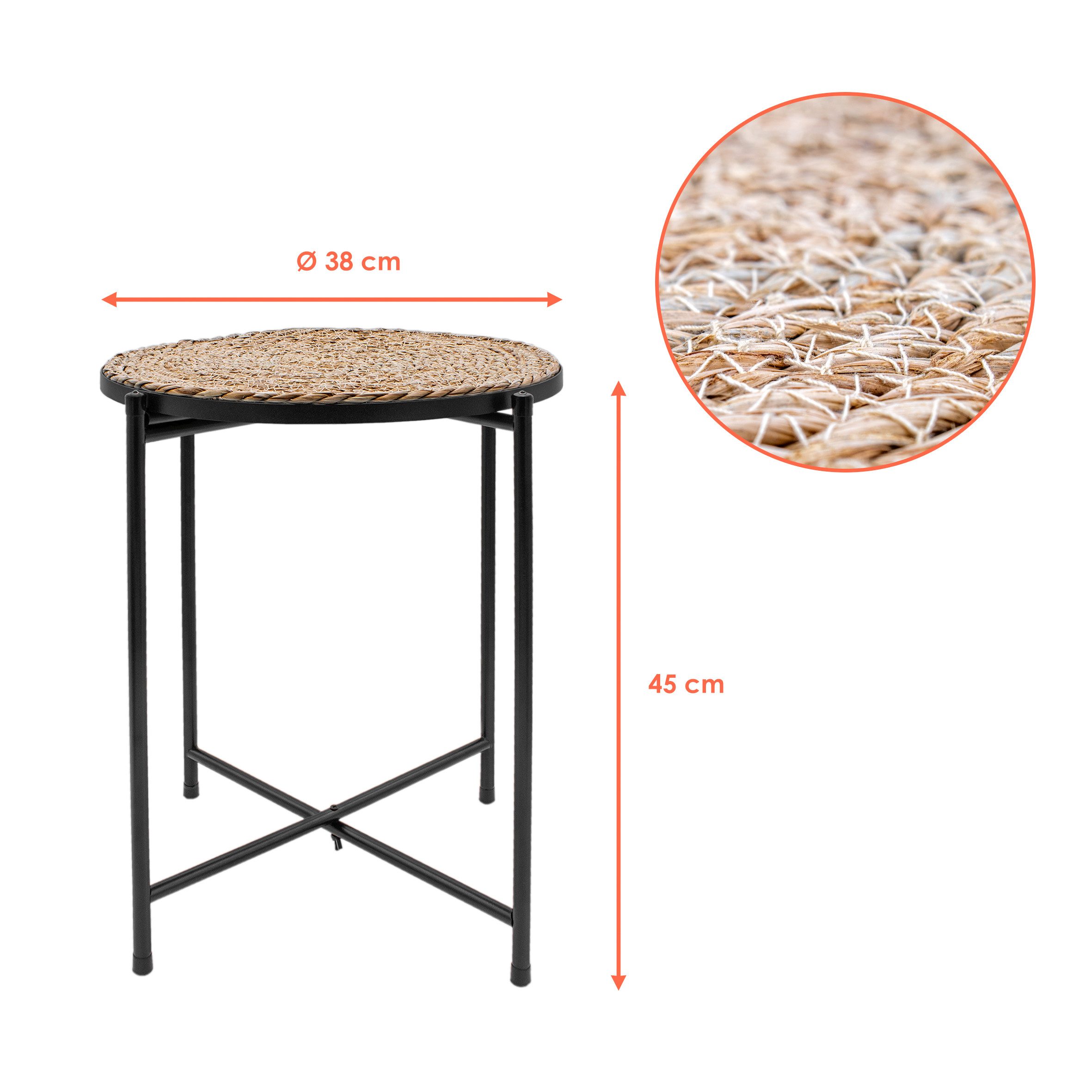 Spetebo Beistelltisch Metall Beistelltisch mit Schilf Tischplatte - 45 x 38 günstig online kaufen