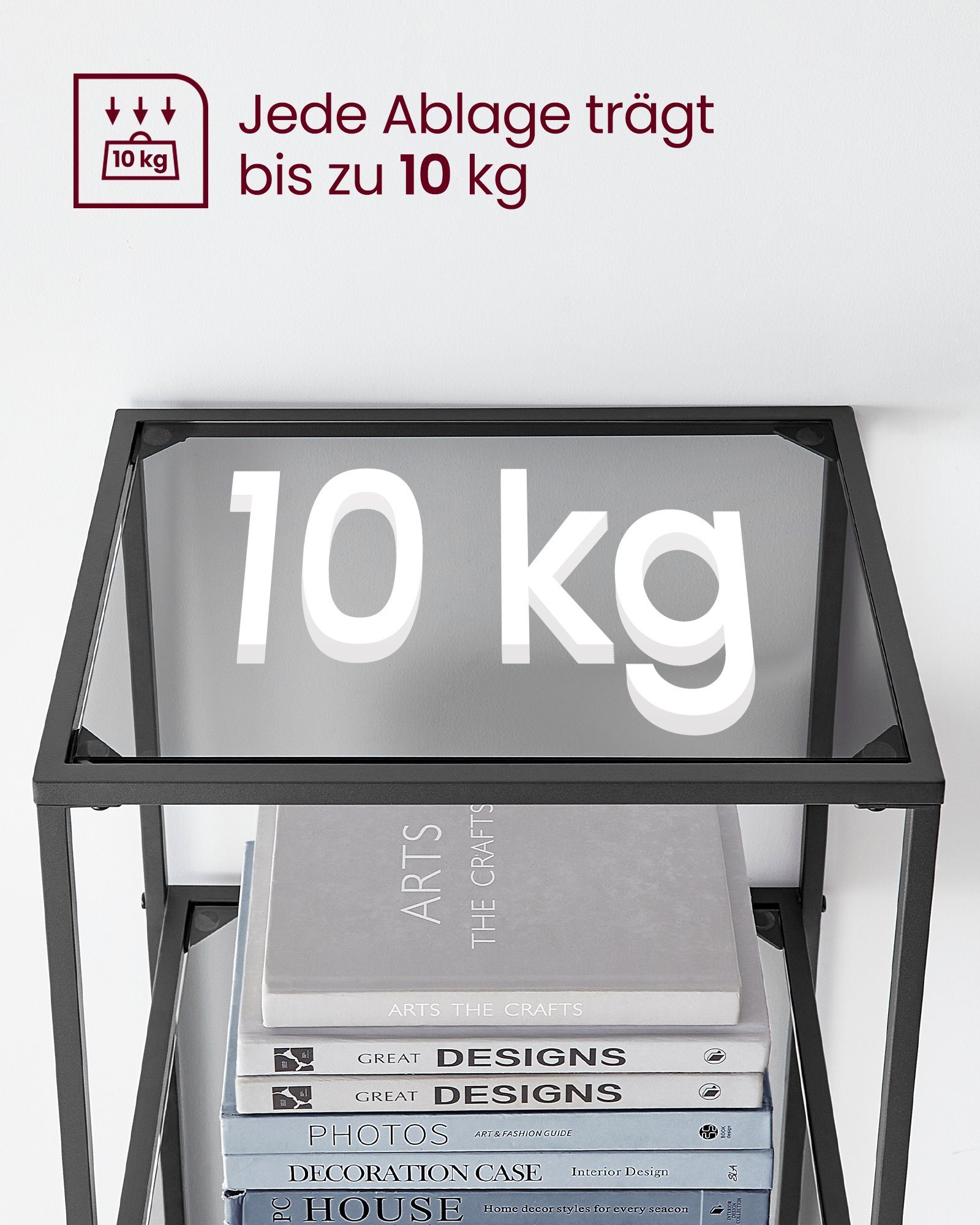 Küchenregal, VASAGLE H: Standregal, Schwarz stabil, 177.3 Bücherregal,