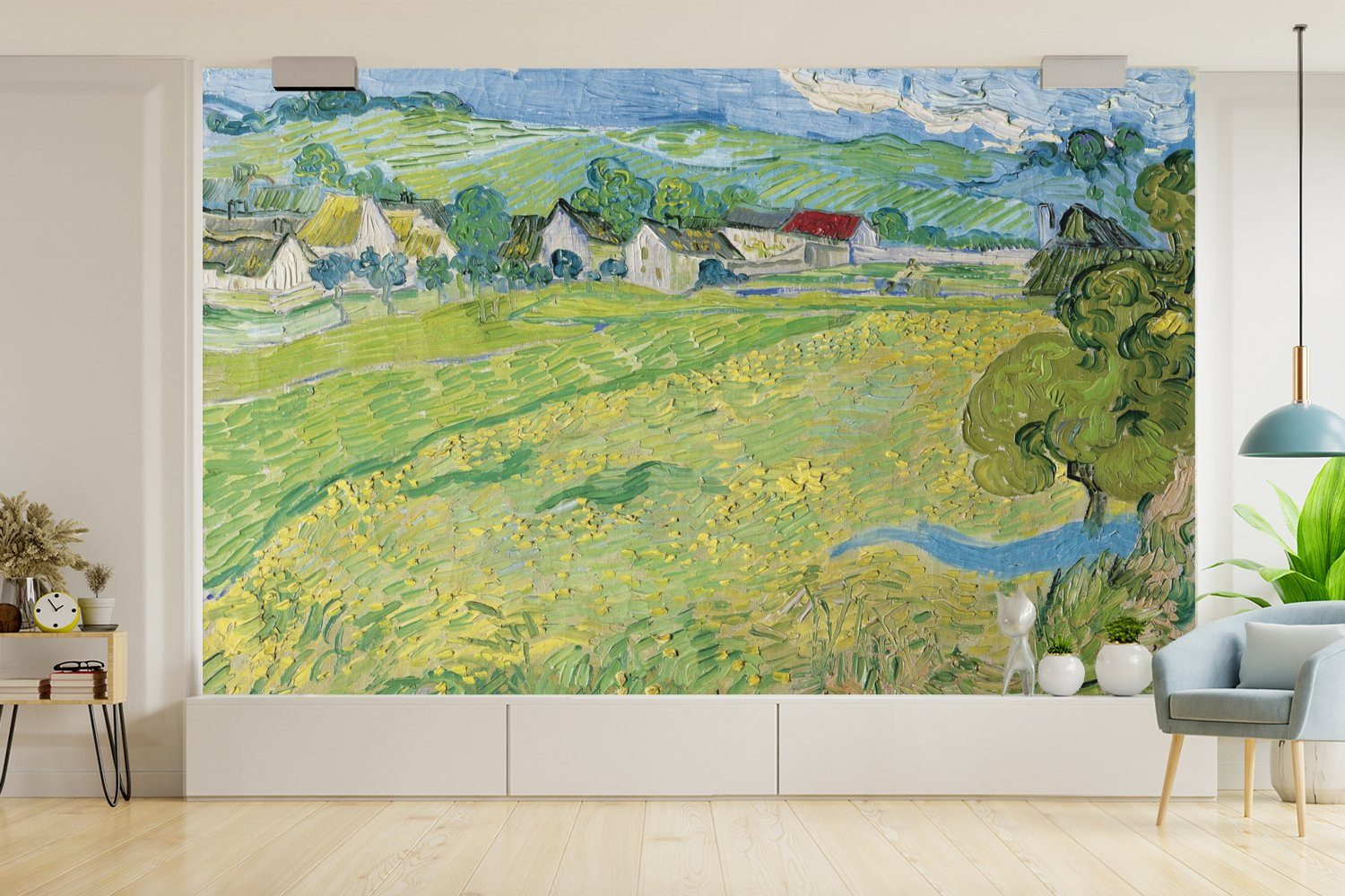 MuchoWow Fototapete Les Küche, St), für - in Auvers van Vessenots Fototapete Vincent Gogh, bedruckt, (5 Matt, Wohnzimmer Vliestapete Schlafzimmer