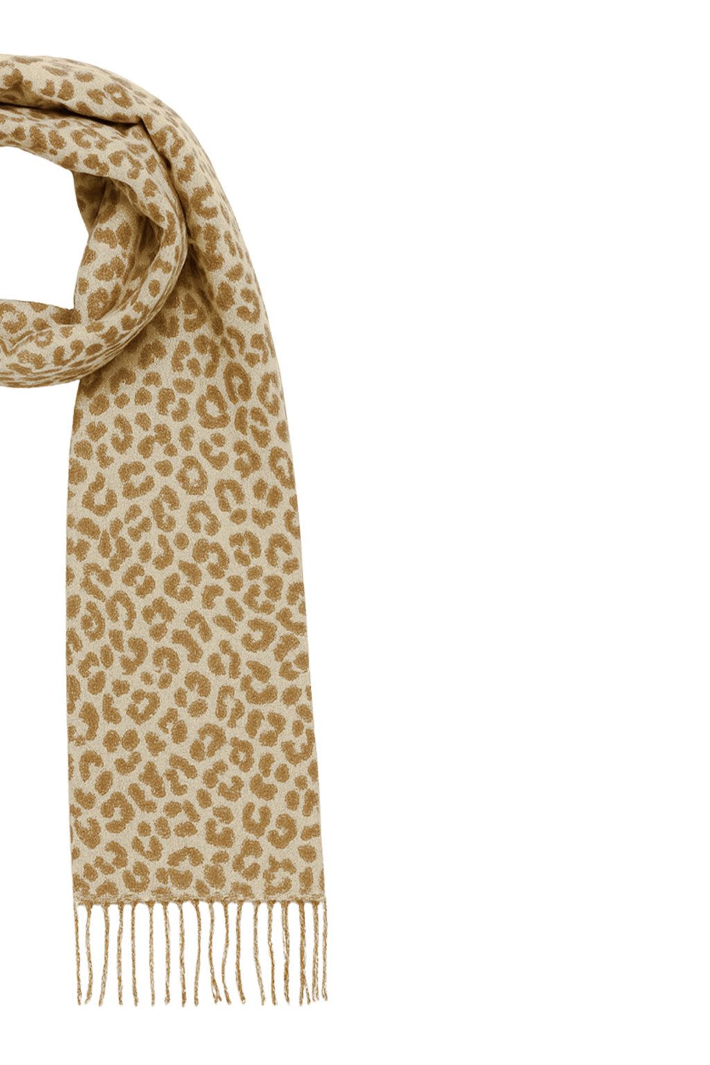 Faera Modeschal Leopardenmuster weicher Griff mit Fransen leicht wärmend, (1-St), 9464 in Camel