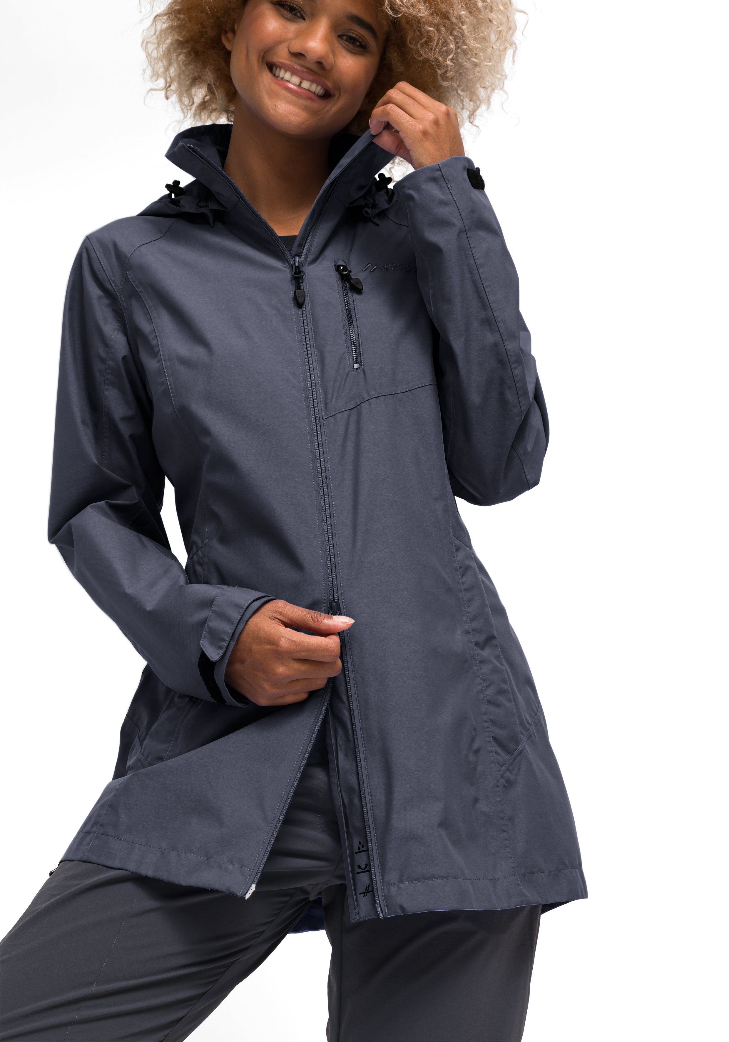 Funktionsjacke dunkelblau Perdura Mantel Coat W Modischer mit Sports Wetterschutz Maier vollem