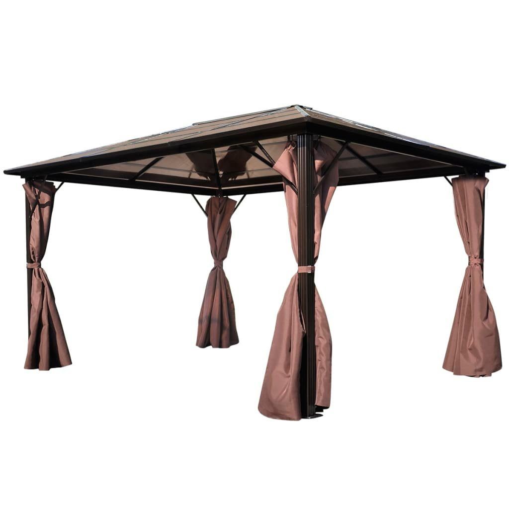Pavillon Pavillon Gartenzelt mit Vorhängen Braun Aluminium 400 x 300 cm