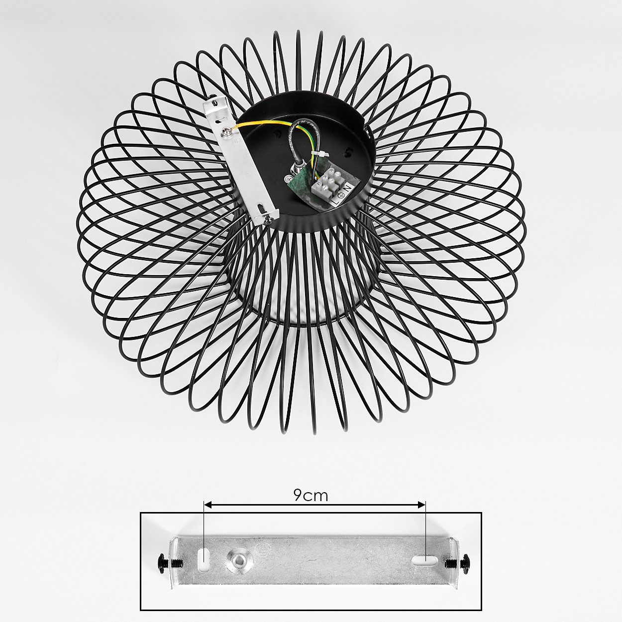 hofstein Deckenleuchte »Pieris« runde Deckenlampe aus Metall in Schwarz, ohne Leuchtmittel, E27, Retro-Leuchte mit Lichteffekt durch Gitter-Optik