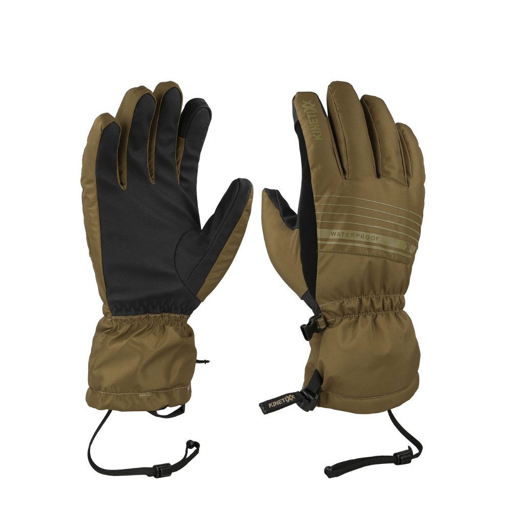 Kinetixx Skihandschuhe KinetiXx Baseo Skihandschuh Herren – wasserdicht & warm (In Schwarz, Olive & Mustard) Grip, Kälteschutz, Touchscreen kompatibel, Wasserdicht