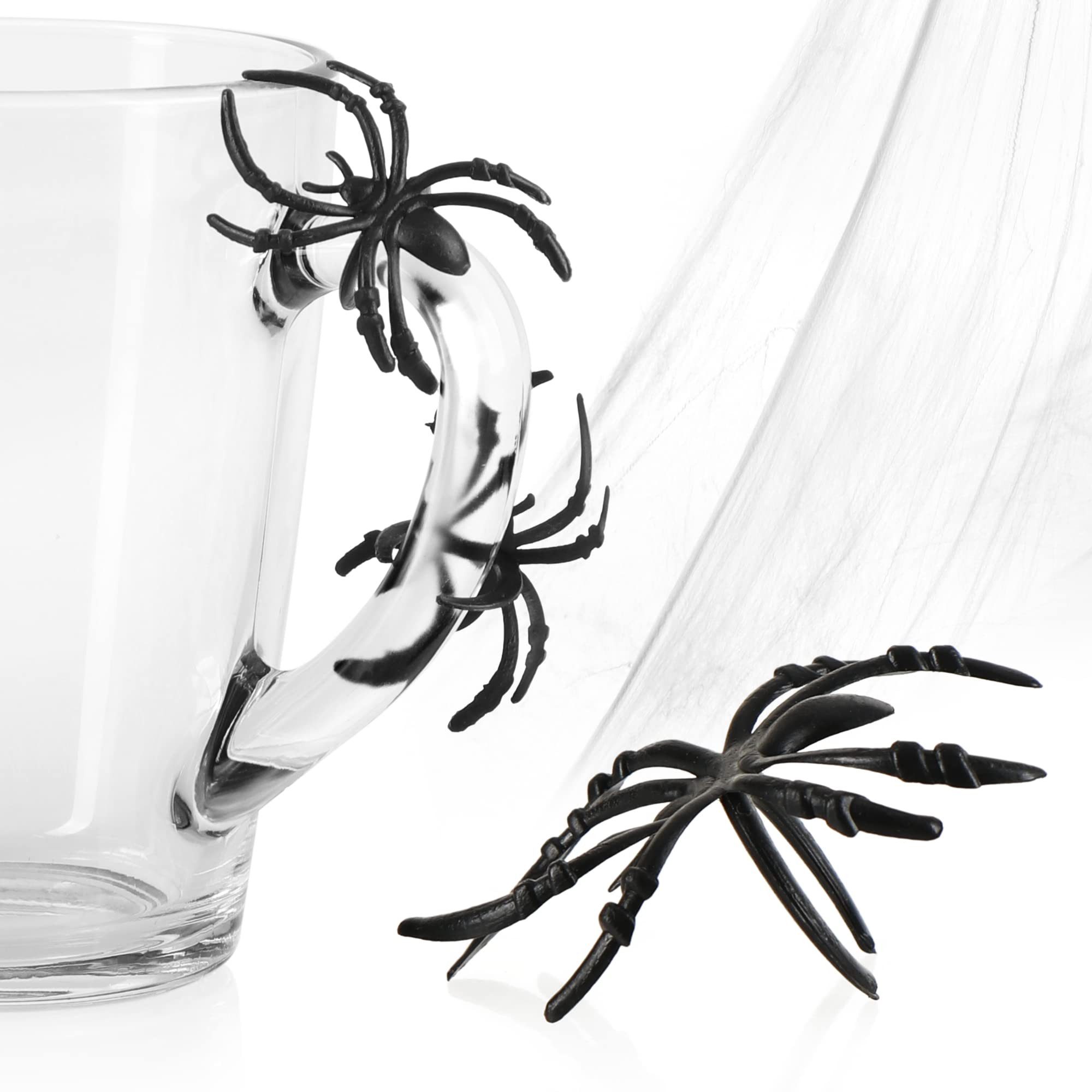 com-four Dekoobjekt Deko-Set für Halloween - dehnbares Spinnennetz mit Deko-Spinnen (66 St), künstliches Spinnengewebe für Halloween, Fasching – Bild 3 von 5