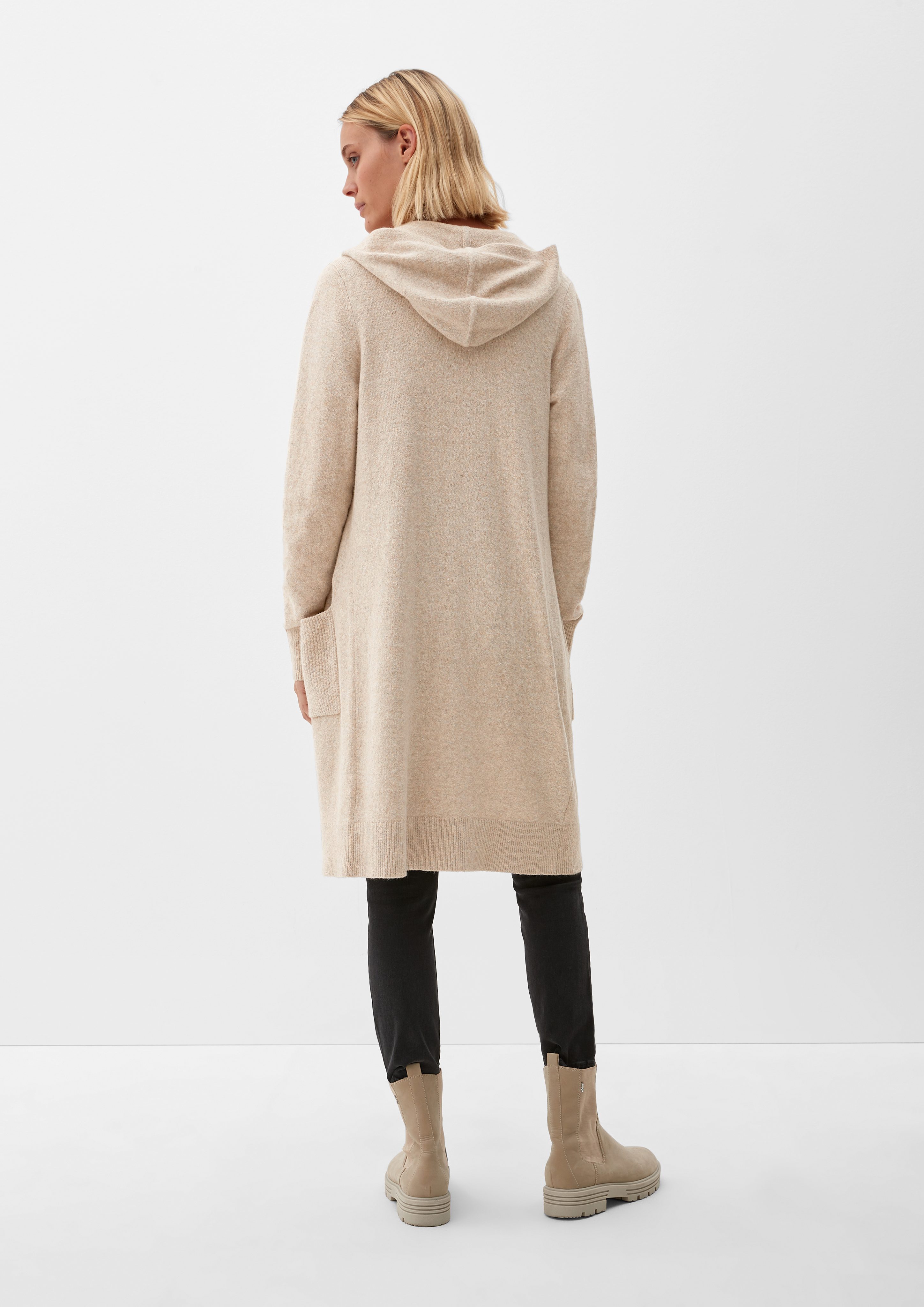 meliert aufgesetzten beige mit Strickjacke Cardigan s.Oliver Taschen