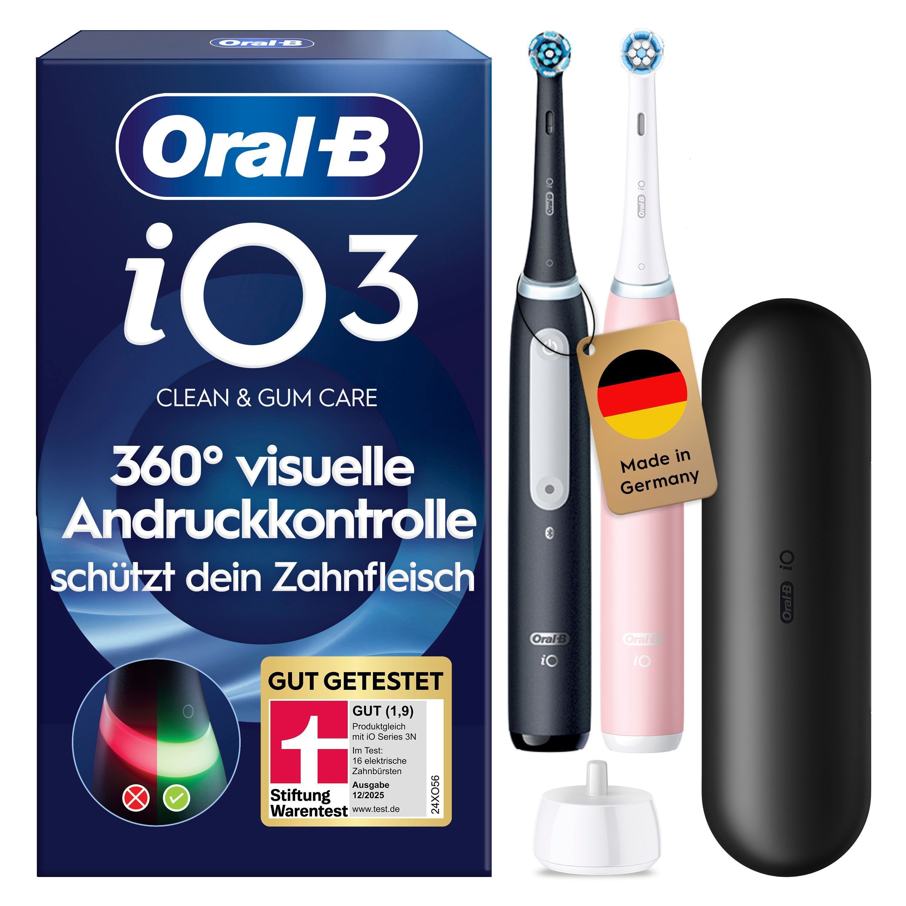 Oral-B Elektrische Zahnbürste iO Series 3 Doppelpack, Aufsteckbürsten: 2 St., Magnet-Technologie