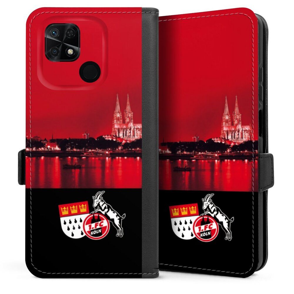 DeinDesign Handyhülle Skyline 1. FC Köln Offizielles Lizenzprodukt Skyline Köln Rot, Xiaomi Redmi 10C Hülle Handy Flip Case Wallet Cover Handytasche Leder