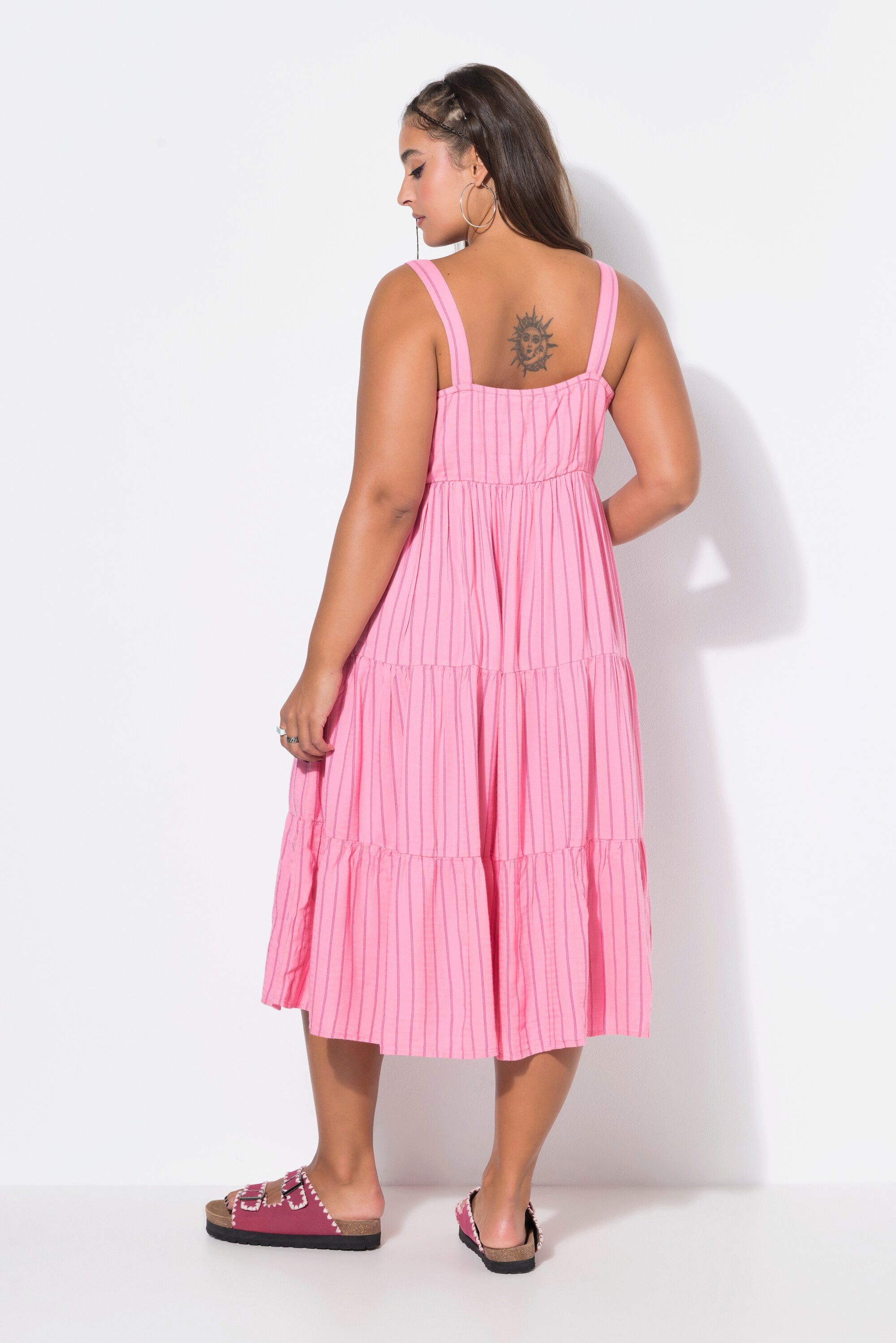 Studio Untold Midikleid Midikleid A-Line Streifen Volants – Bild 3 von 4